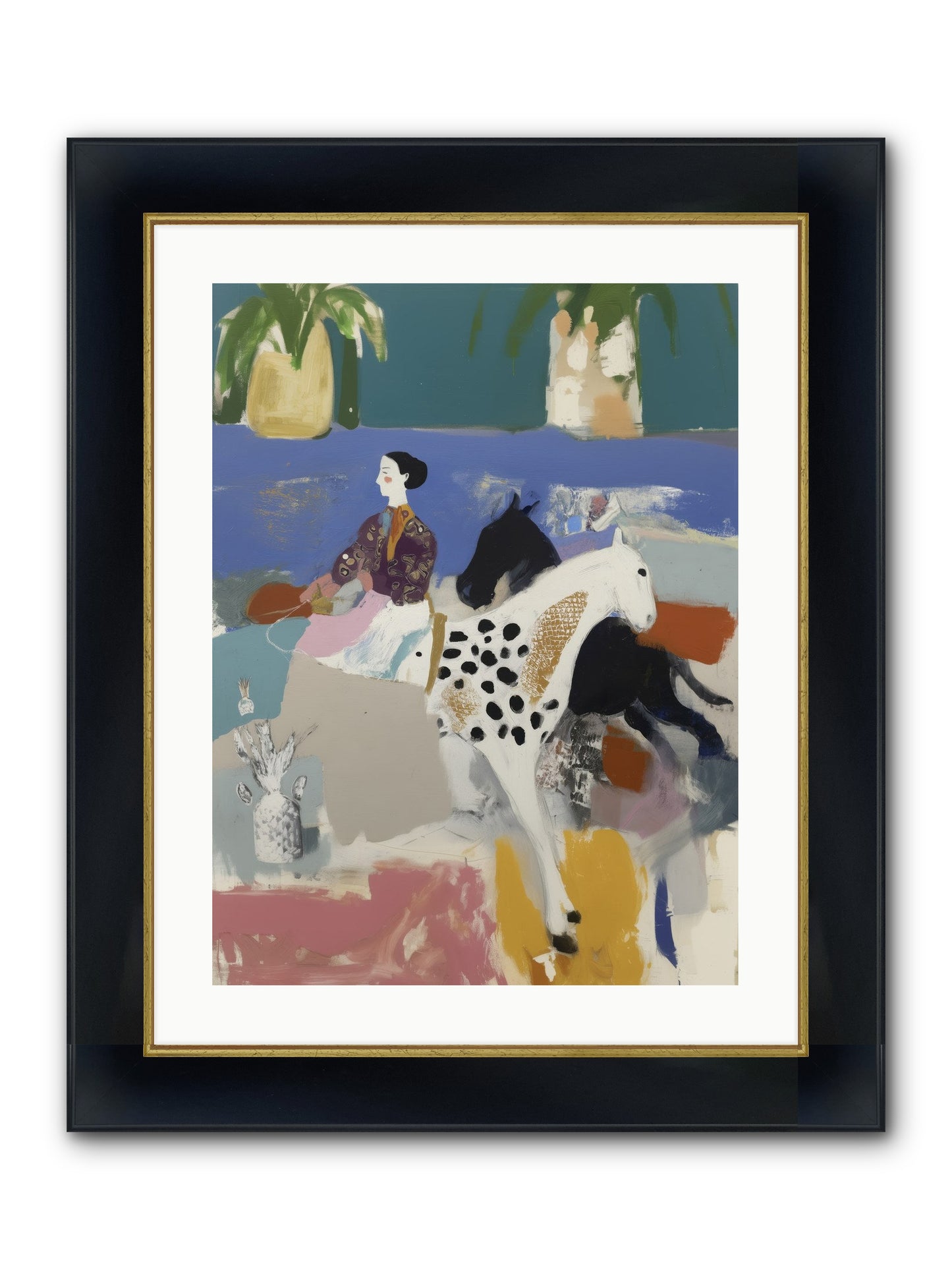 Basket Of Stars Framed Print - Wide Black w/Gold 18x24