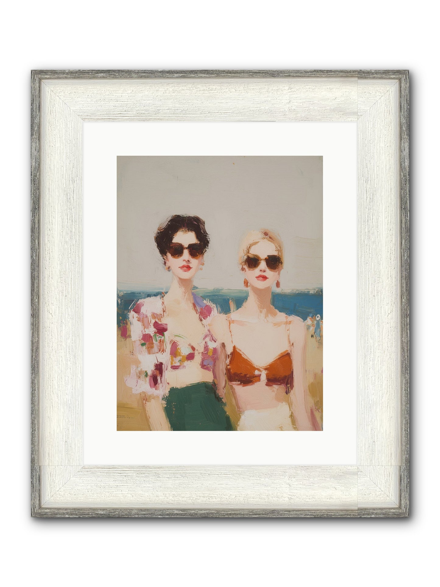 Beach Besties Framed Print - Driftwood White 12x16