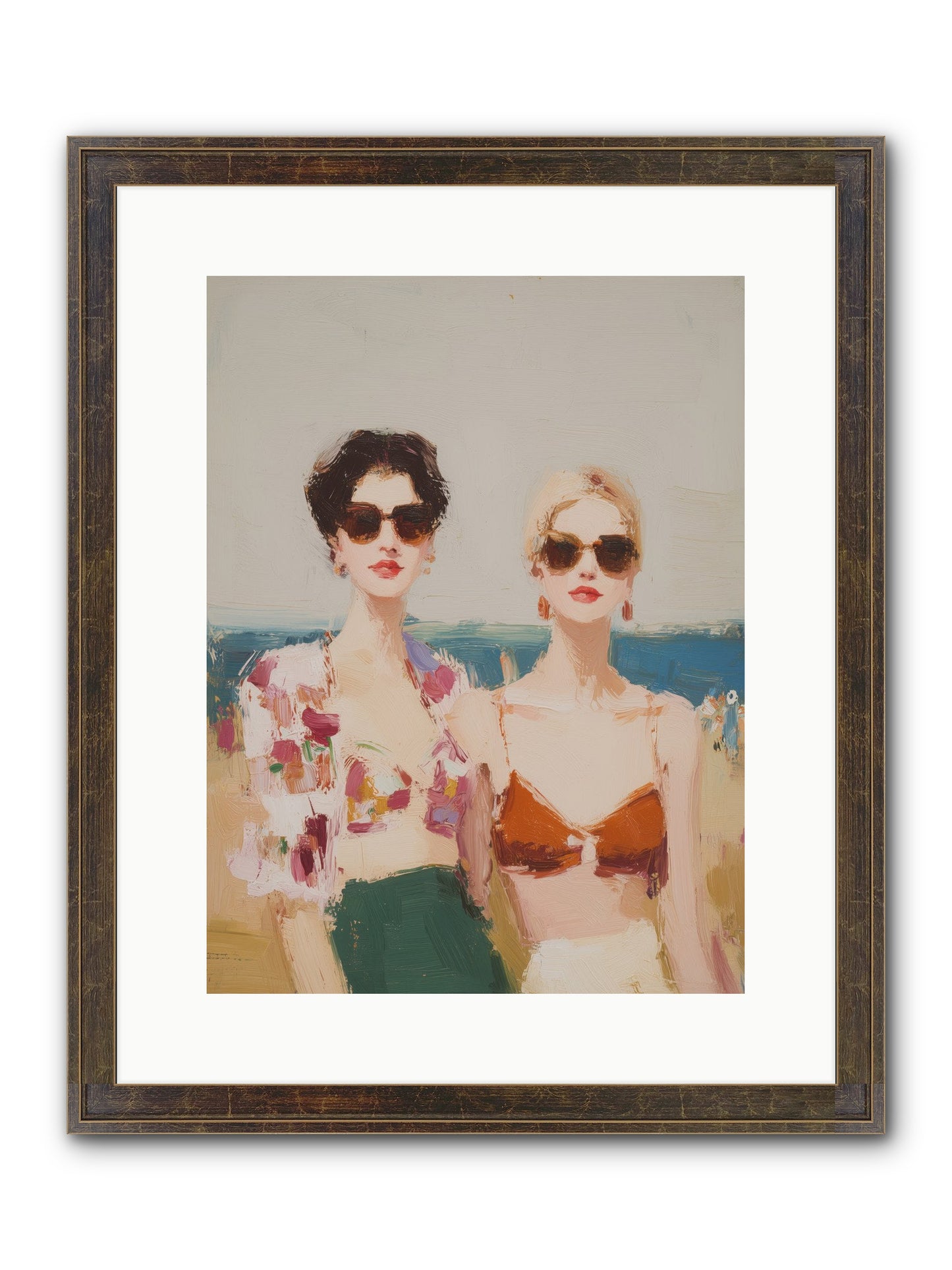 Beach Besties Framed Print - Slimwoods Black/Gold 12x16