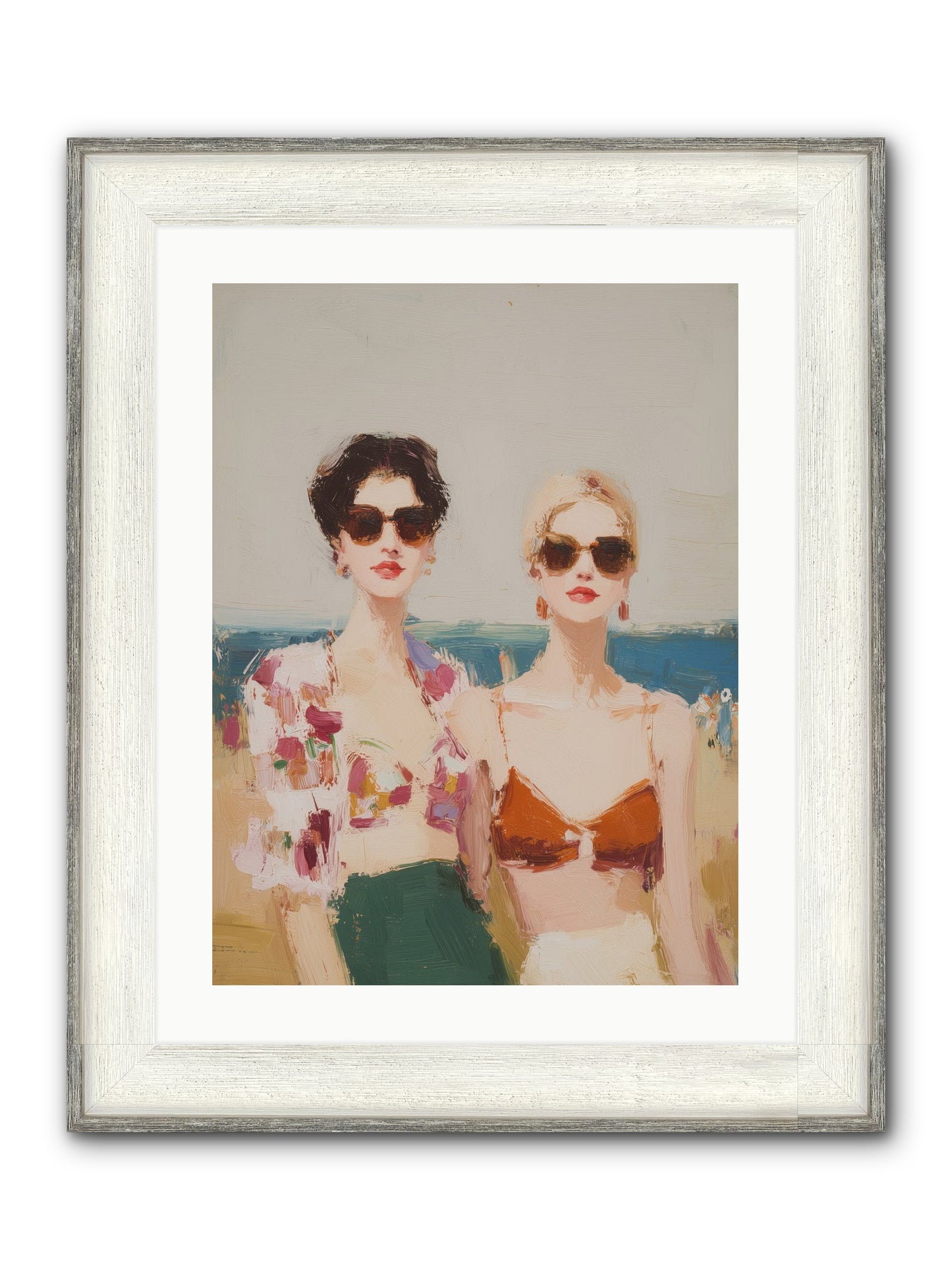 Beach Besties Framed Print - Driftwood White 18x24