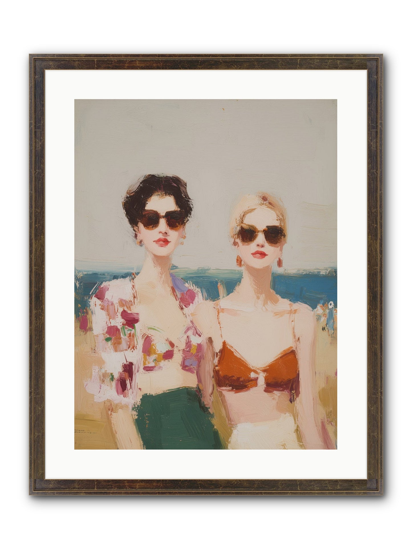 Beach Besties Framed Print - Slimwoods Black/Gold 18x24