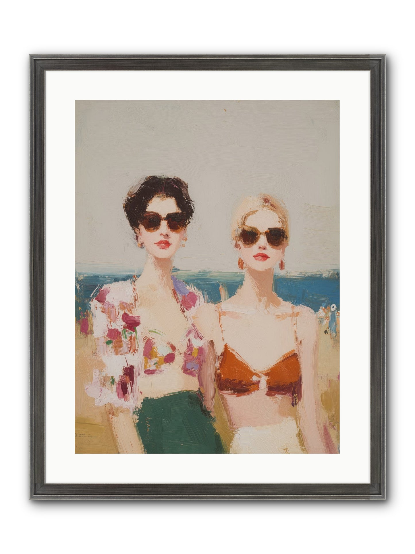 Beach Besties Framed Print - Slimwoods Black/Silver 18x24