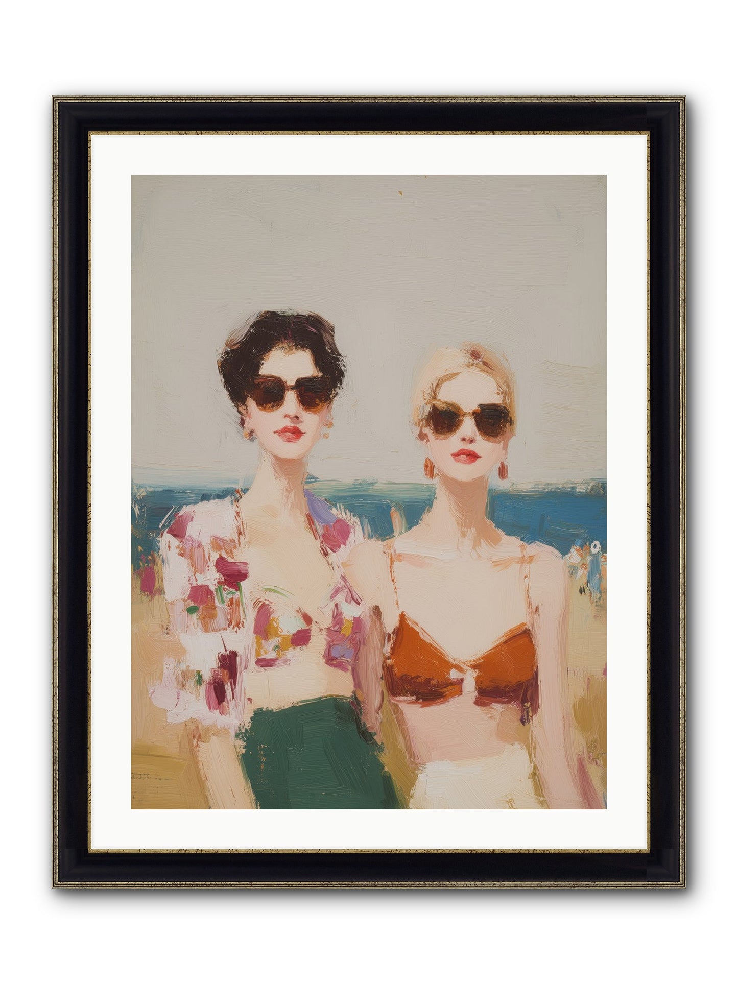 Beach Besties Framed Print - Black & Gold 24x32