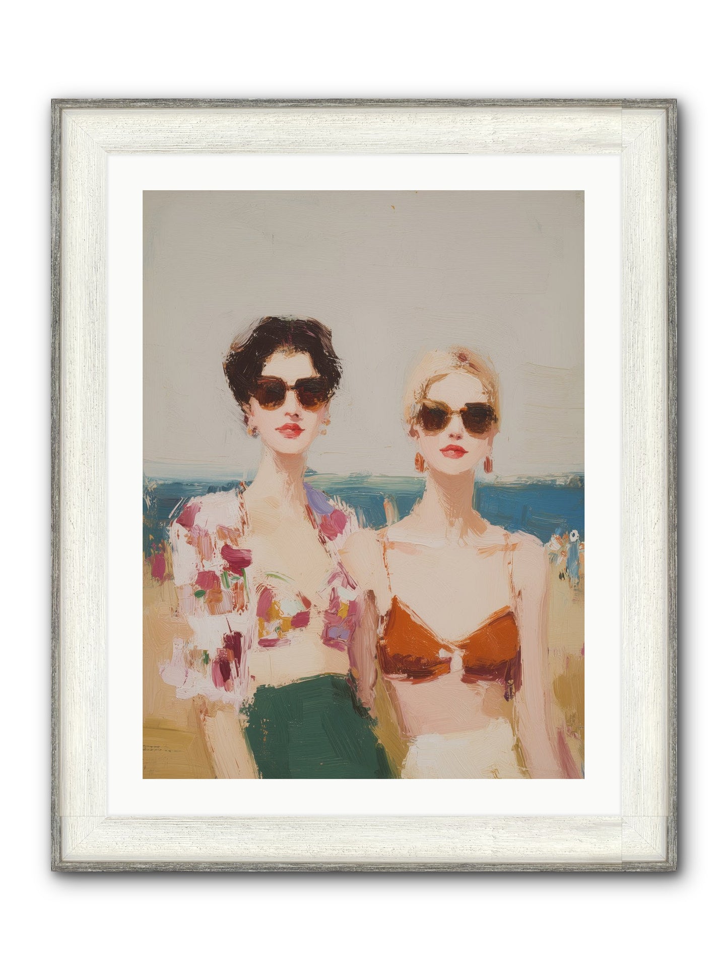 Beach Besties Framed Print - Driftwood White 24x32