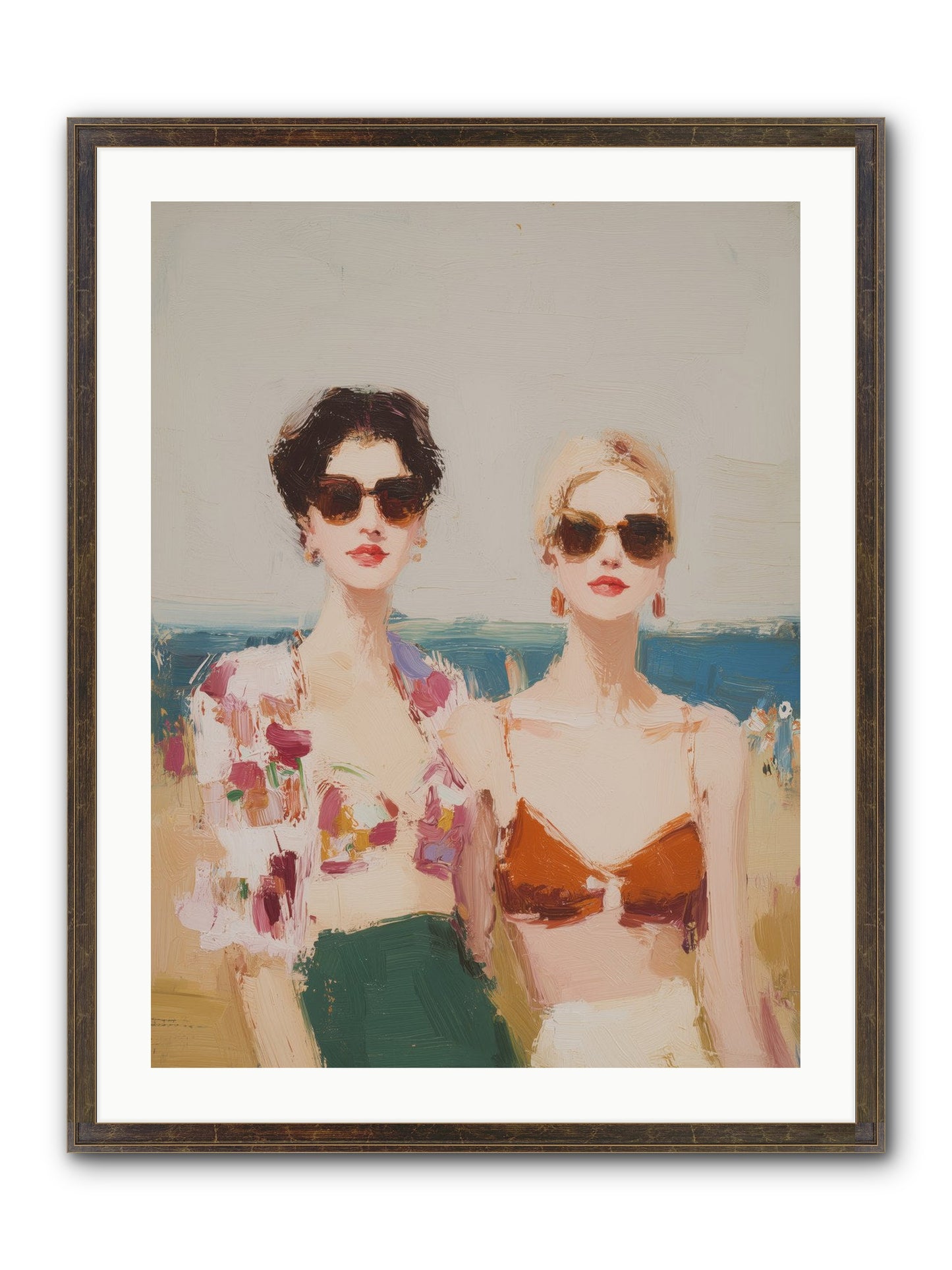 Beach Besties Framed Print - Slimwoods Black/Gold 24x32