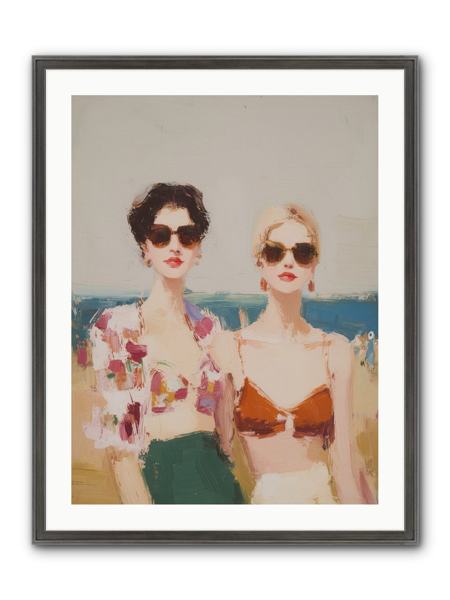 Beach Besties Framed Print - Slimwoods Black/Silver 24x32
