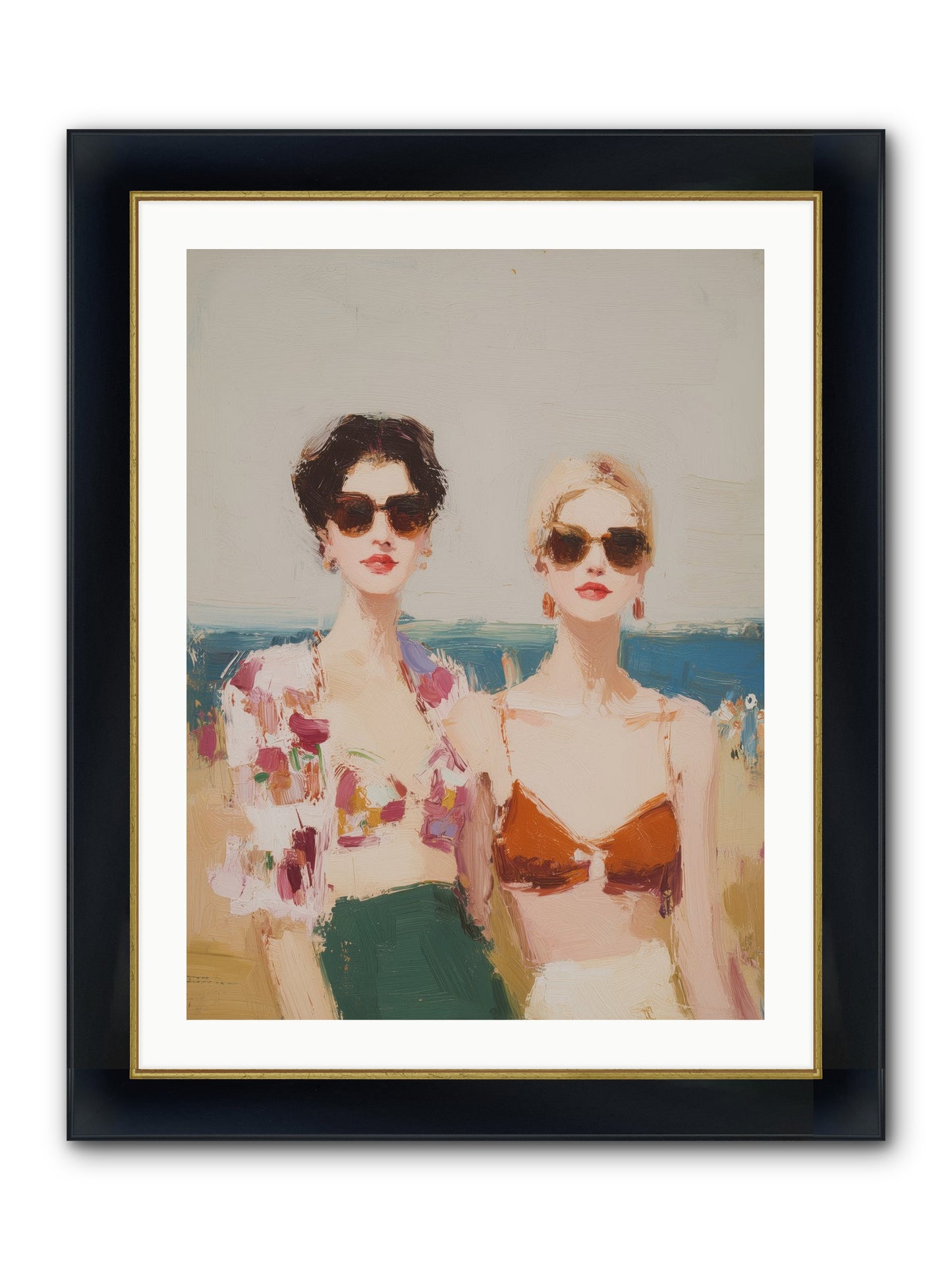 Beach Besties Framed Print - Wide Black w/Gold 24x32