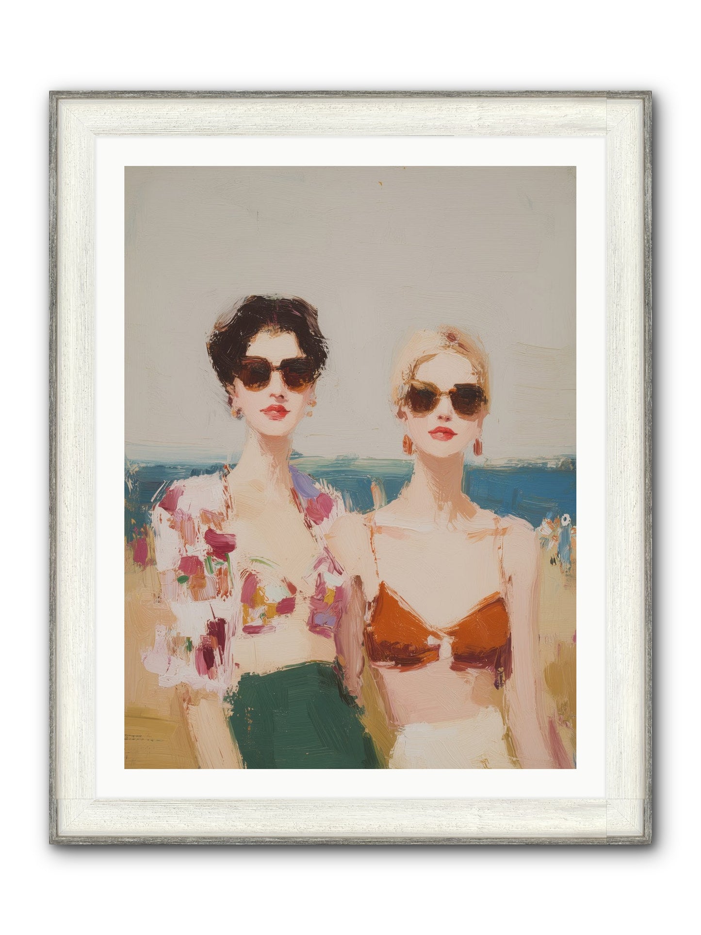 Beach Besties Framed Print - Driftwood White 30x40