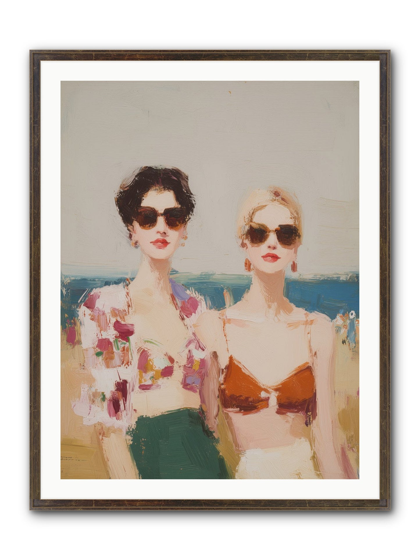 Beach Besties Framed Print - Slimwoods Black/Gold 30x40