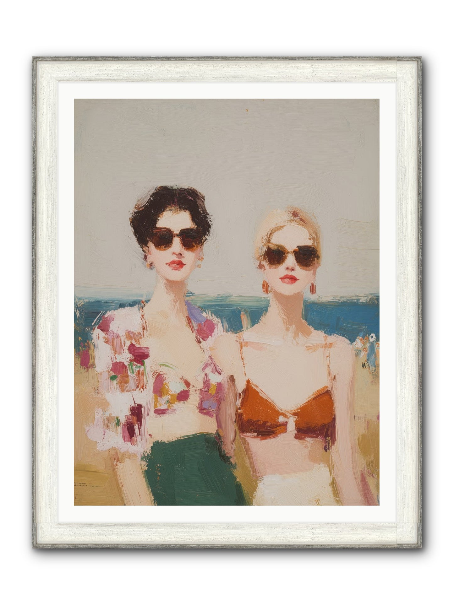 Beach Besties Framed Print - Driftwood White 36x48