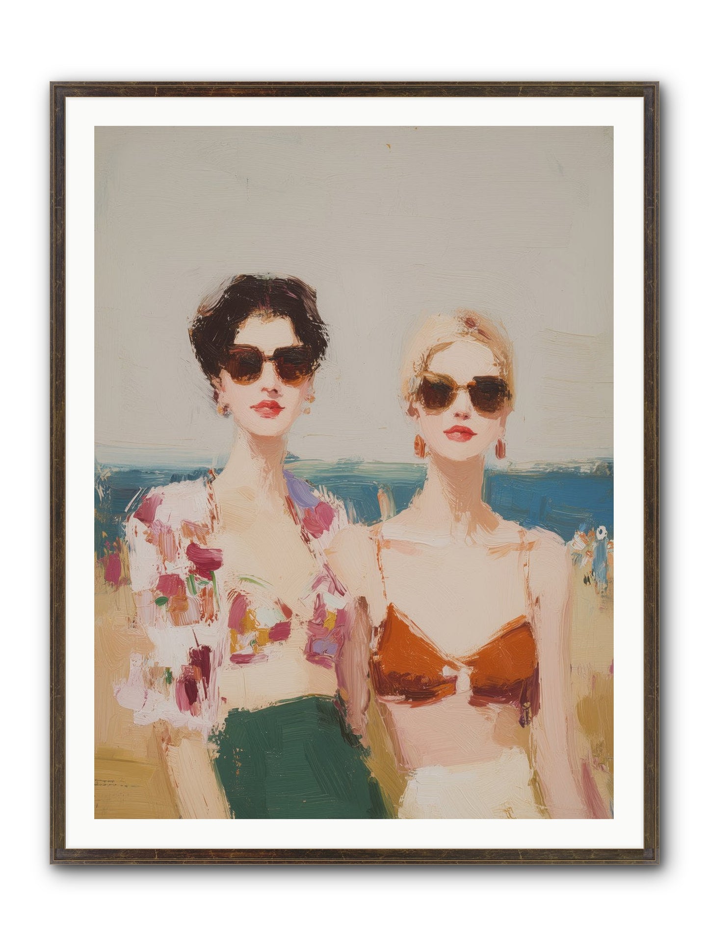 Beach Besties Framed Print - Slimwoods Black/Gold 36x48