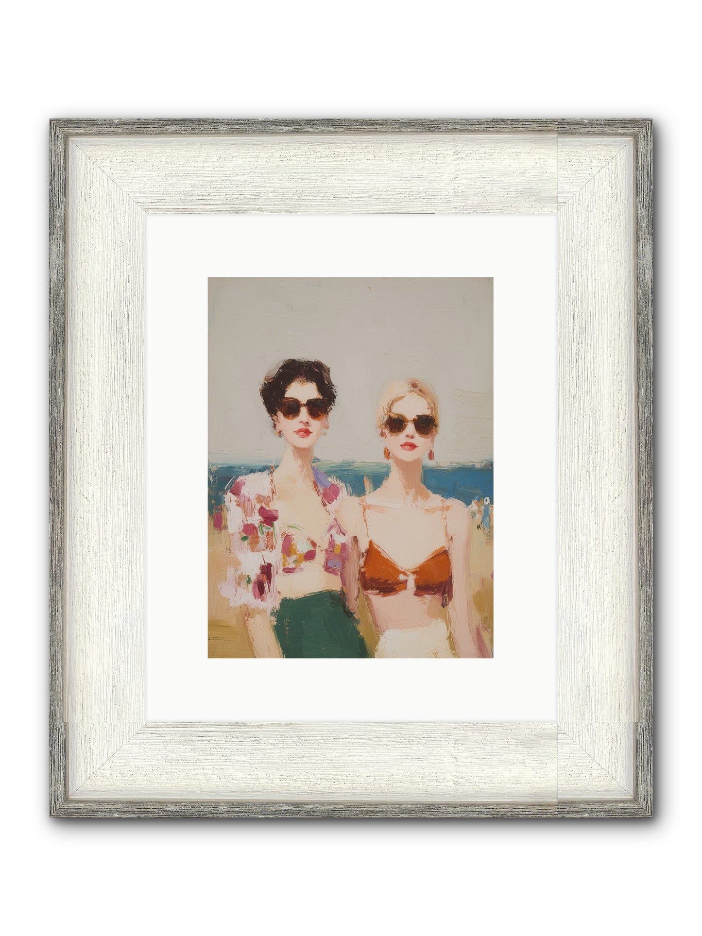 Beach Besties Framed Print - Driftwood White 9x12