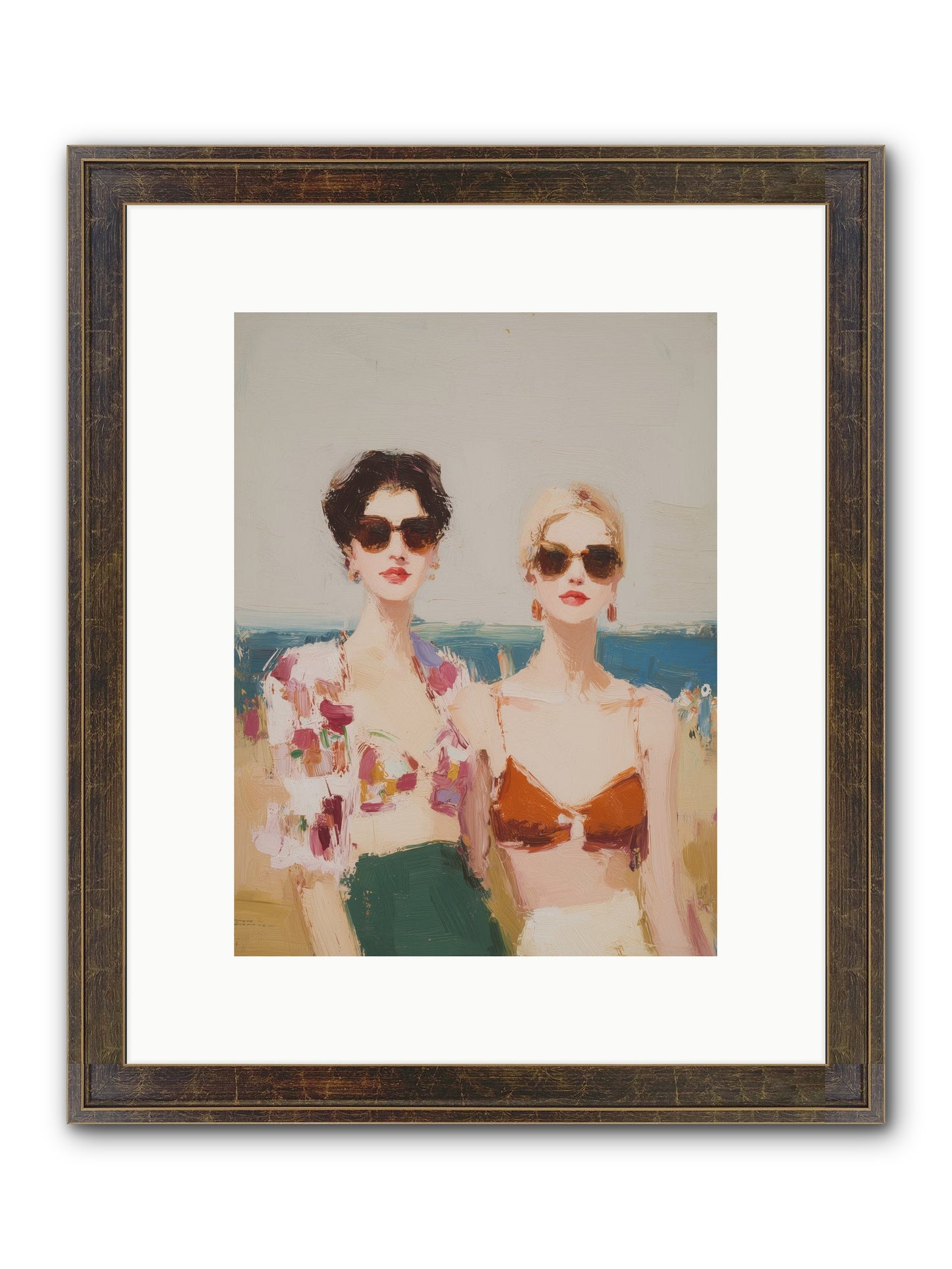 Beach Besties Framed Print - Slimwoods Black/Gold 9x12
