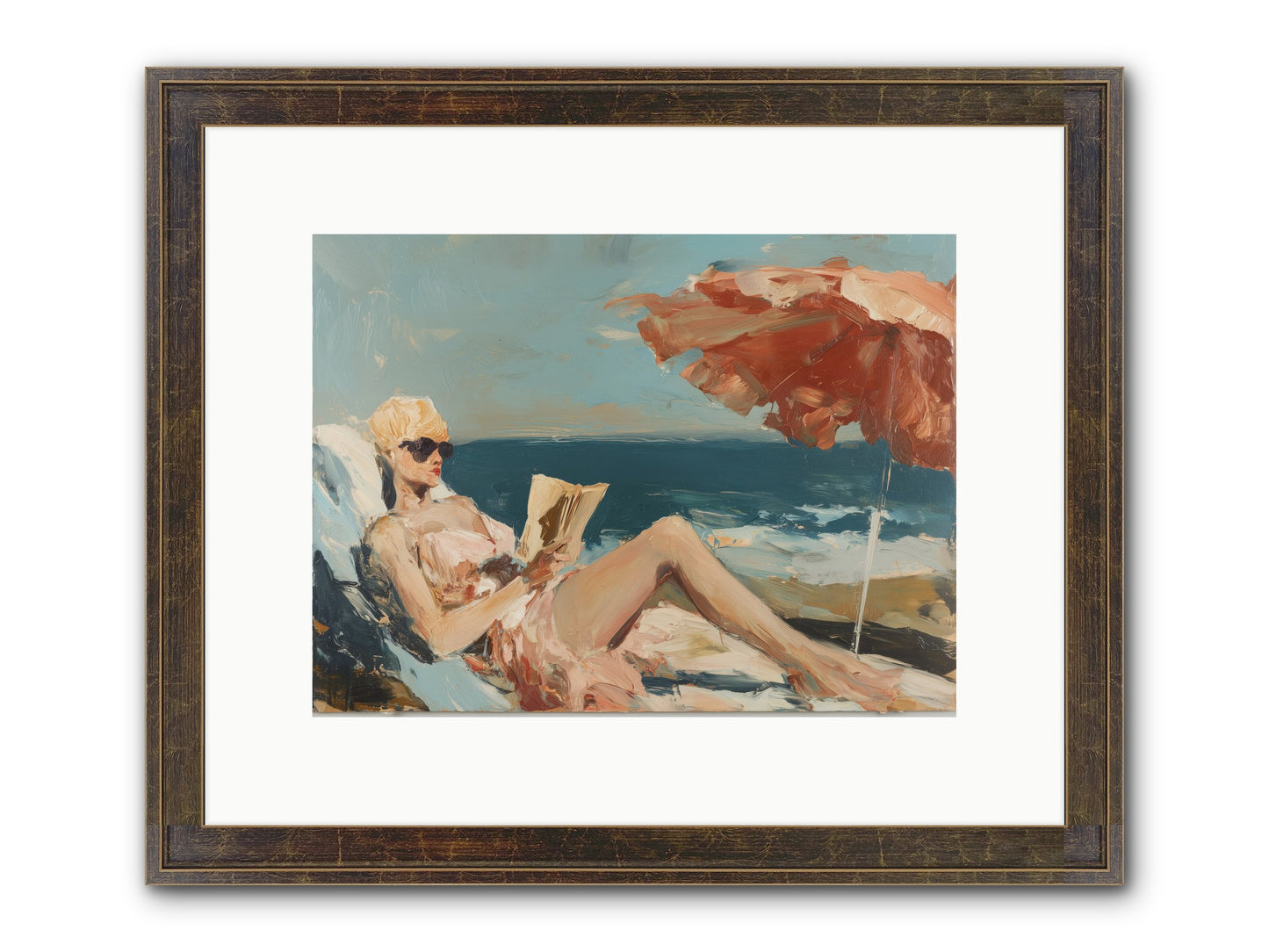 Beach Book Club Framed Print - Slimwoods Black/Gold 12x9