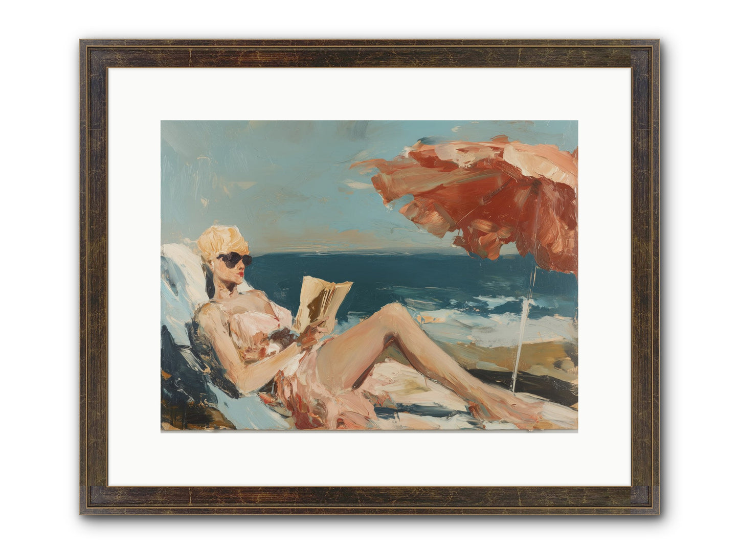 Beach Book Club Framed Print - Slimwoods Black/Gold 16x12