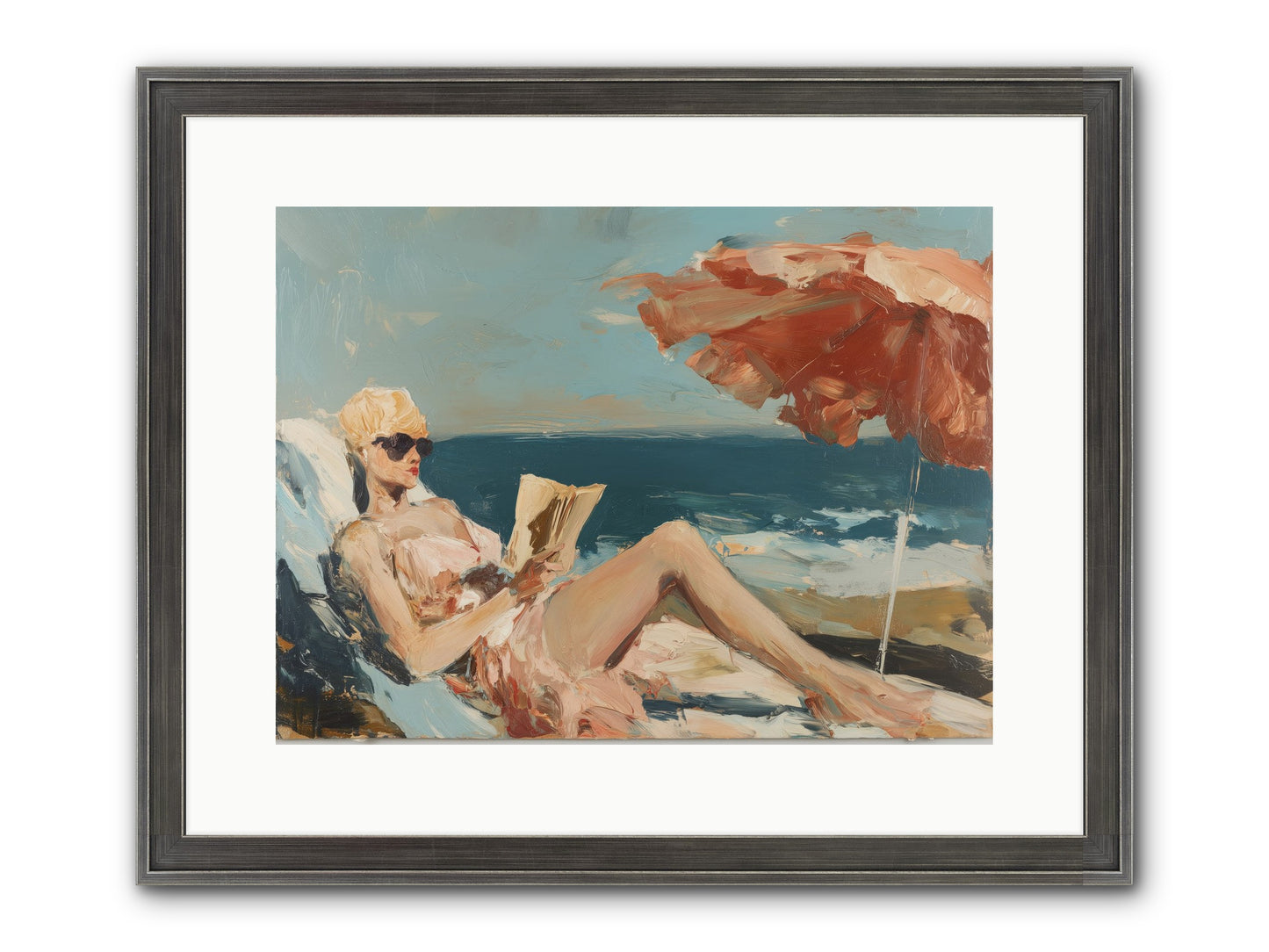 Beach Book Club Framed Print - Slimwoods Black/Silver 16x12