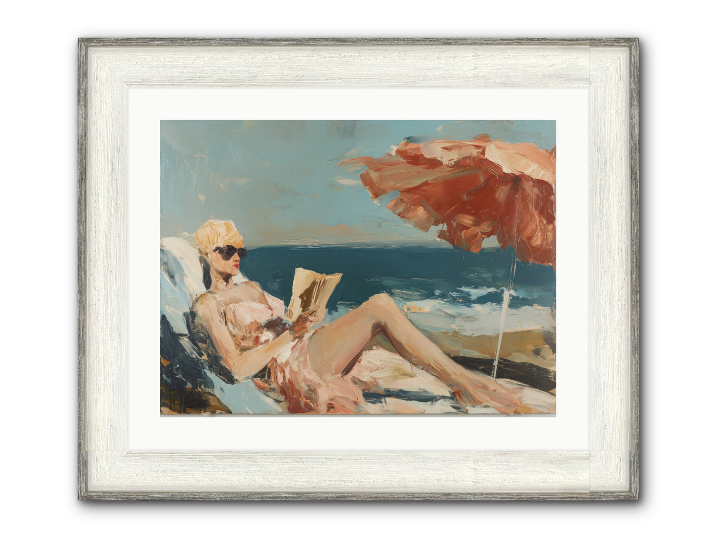 Beach Book Club Framed Print - Driftwood White 24x18