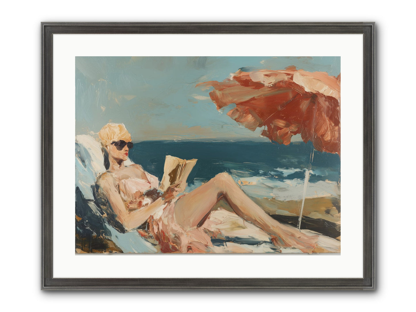Beach Book Club Framed Print - Slimwoods Black/Silver 24x18