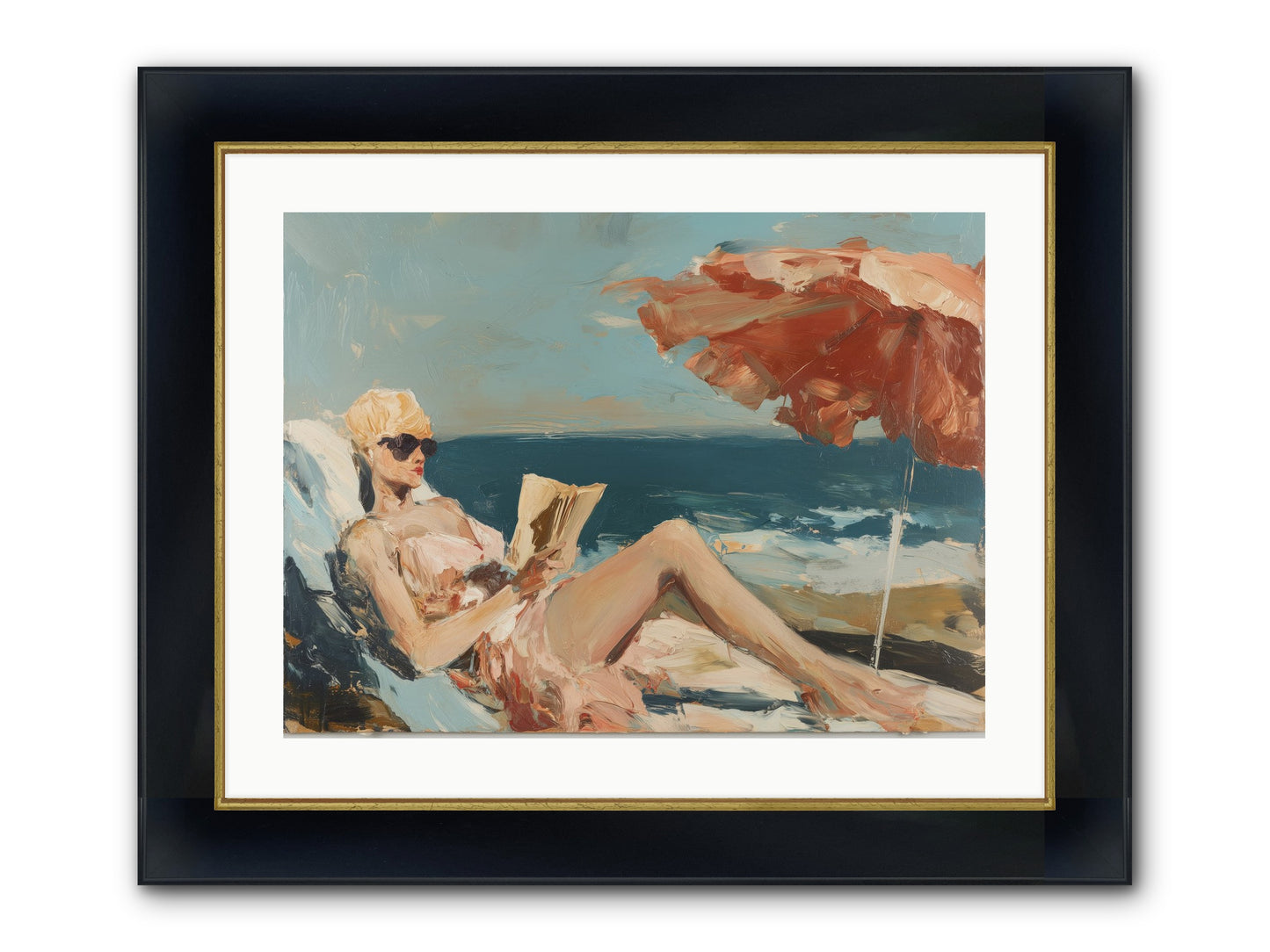 Beach Book Club Framed Print - Wide Black w/Gold 24x18