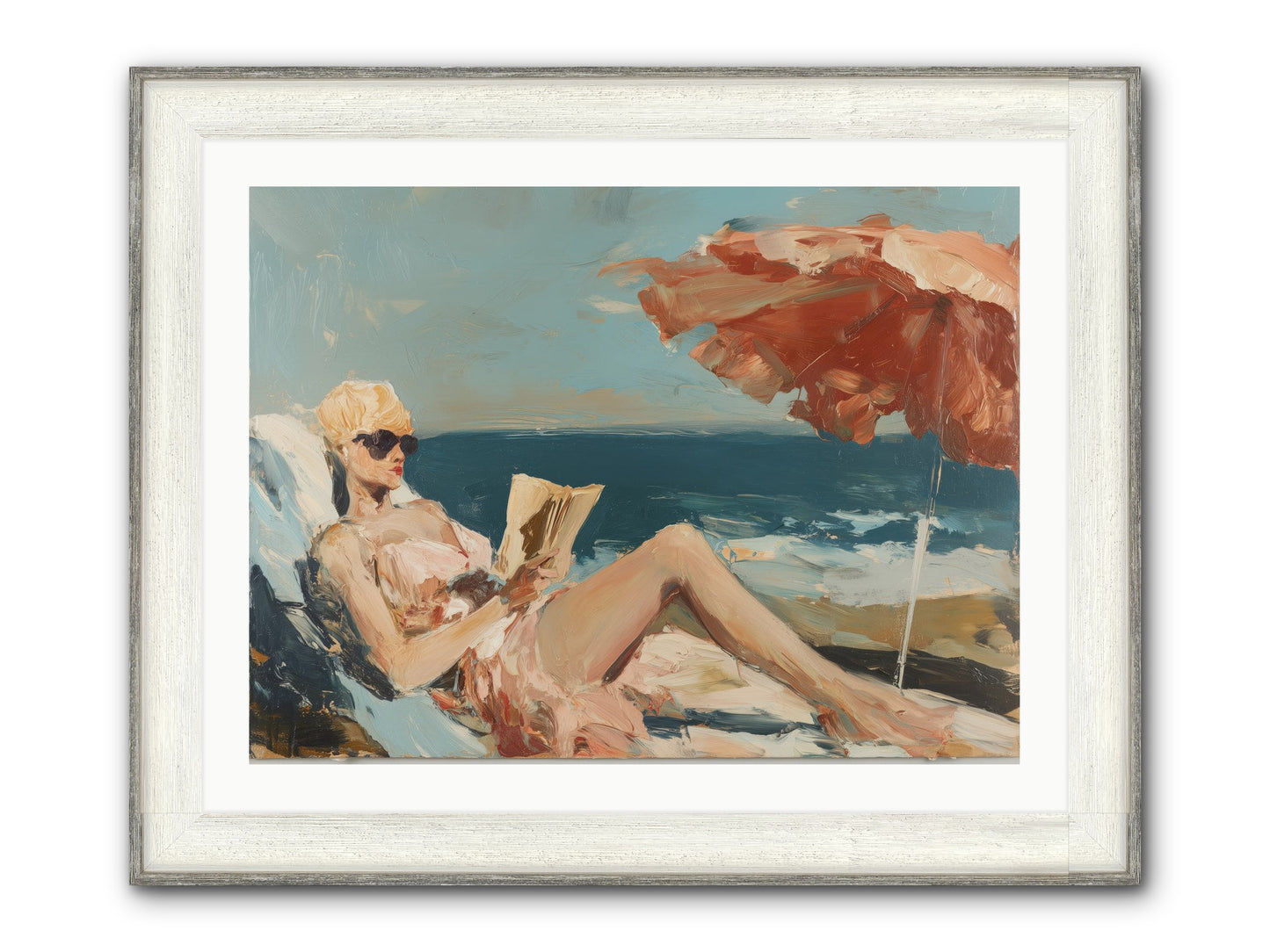 Beach Book Club Framed Print - Driftwood White 32x24