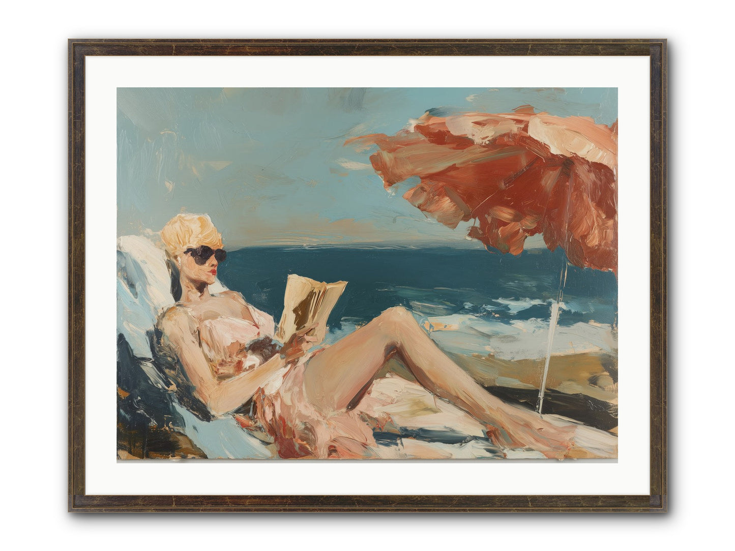 Beach Book Club Framed Print - Slimwoods Black/Gold 32x24