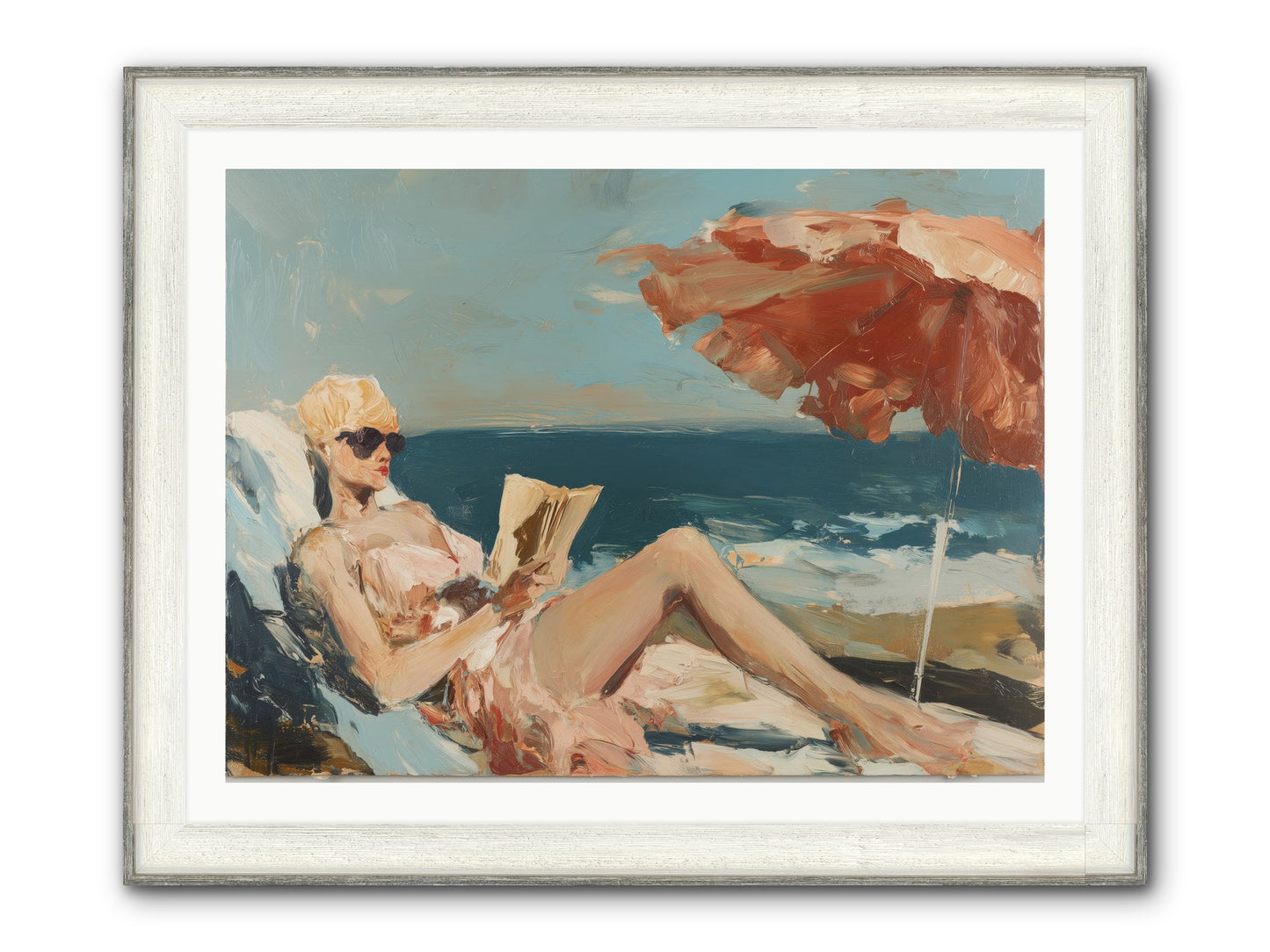 Beach Book Club Framed Print - Driftwood White 40x30