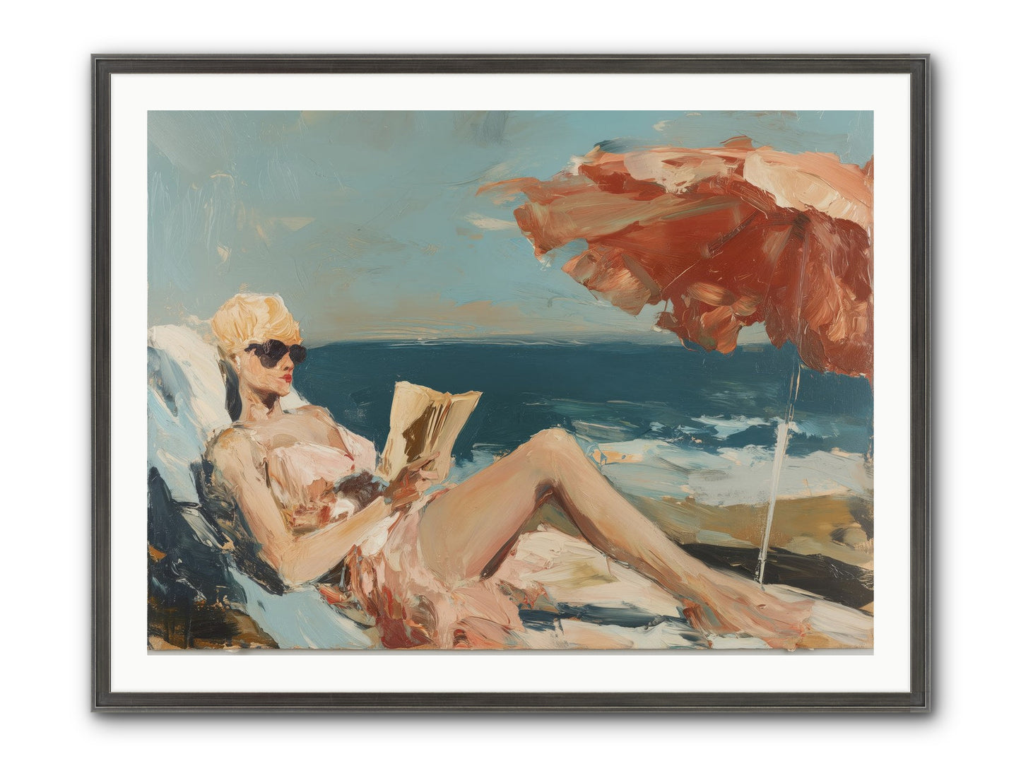 Beach Book Club Framed Print - Slimwoods Black/Silver 40x30