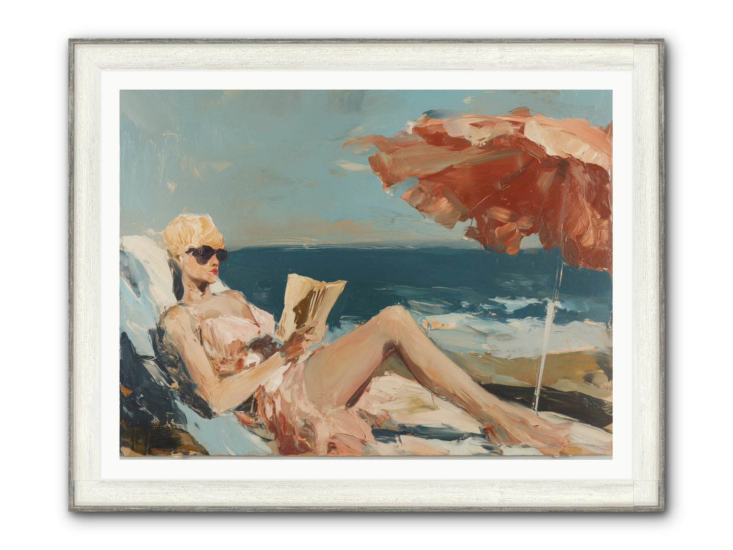 Beach Book Club Framed Print - Driftwood White 48x36