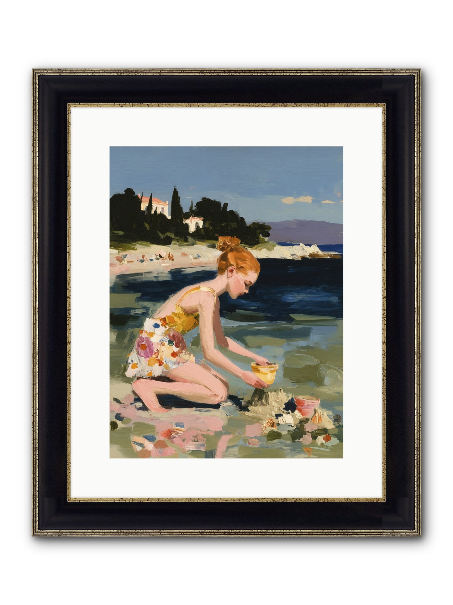 Beach Day Bliss Framed Print - Black & Gold 12x16