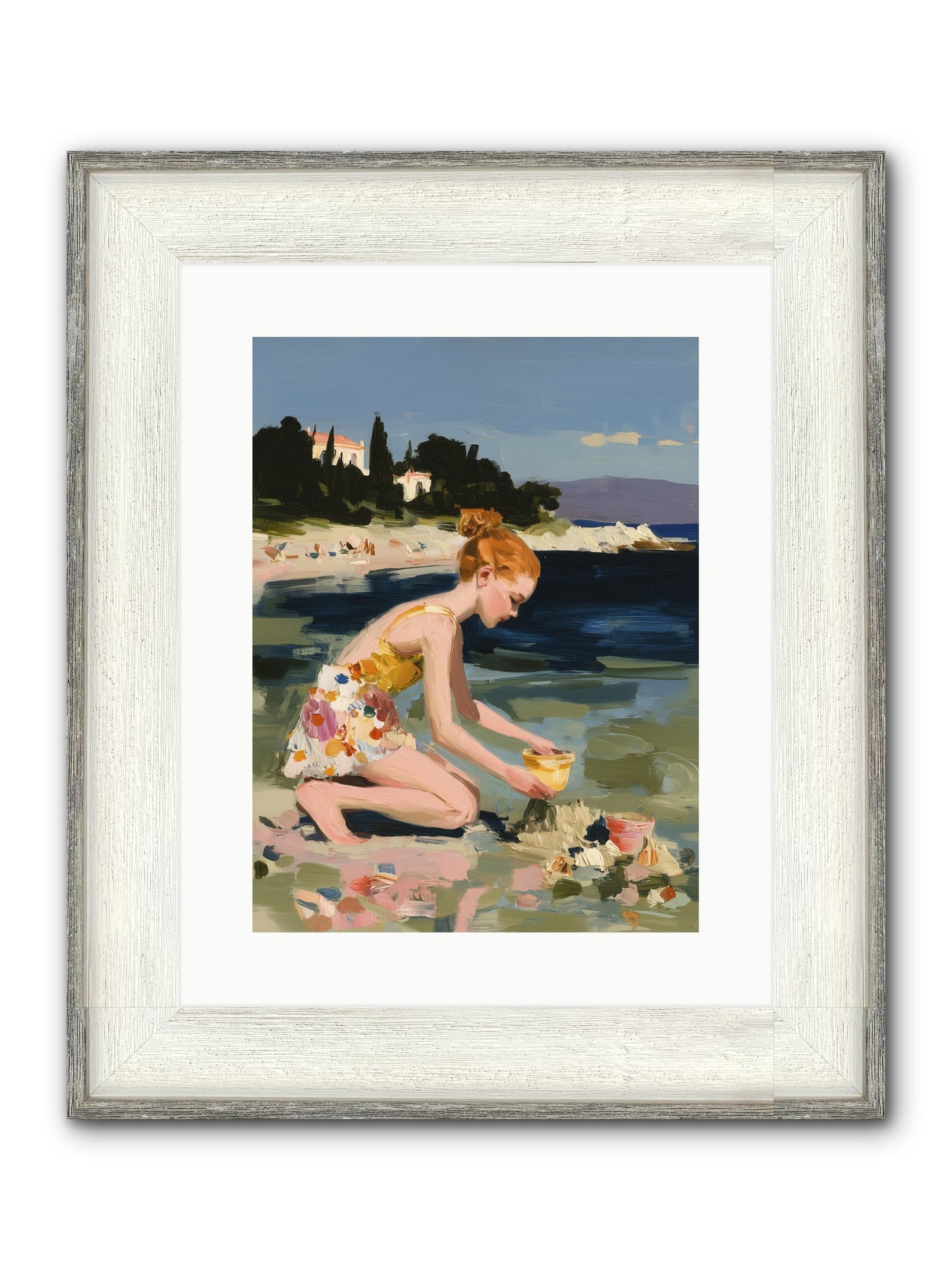 Beach Day Bliss Framed Print - Driftwood White 12x16