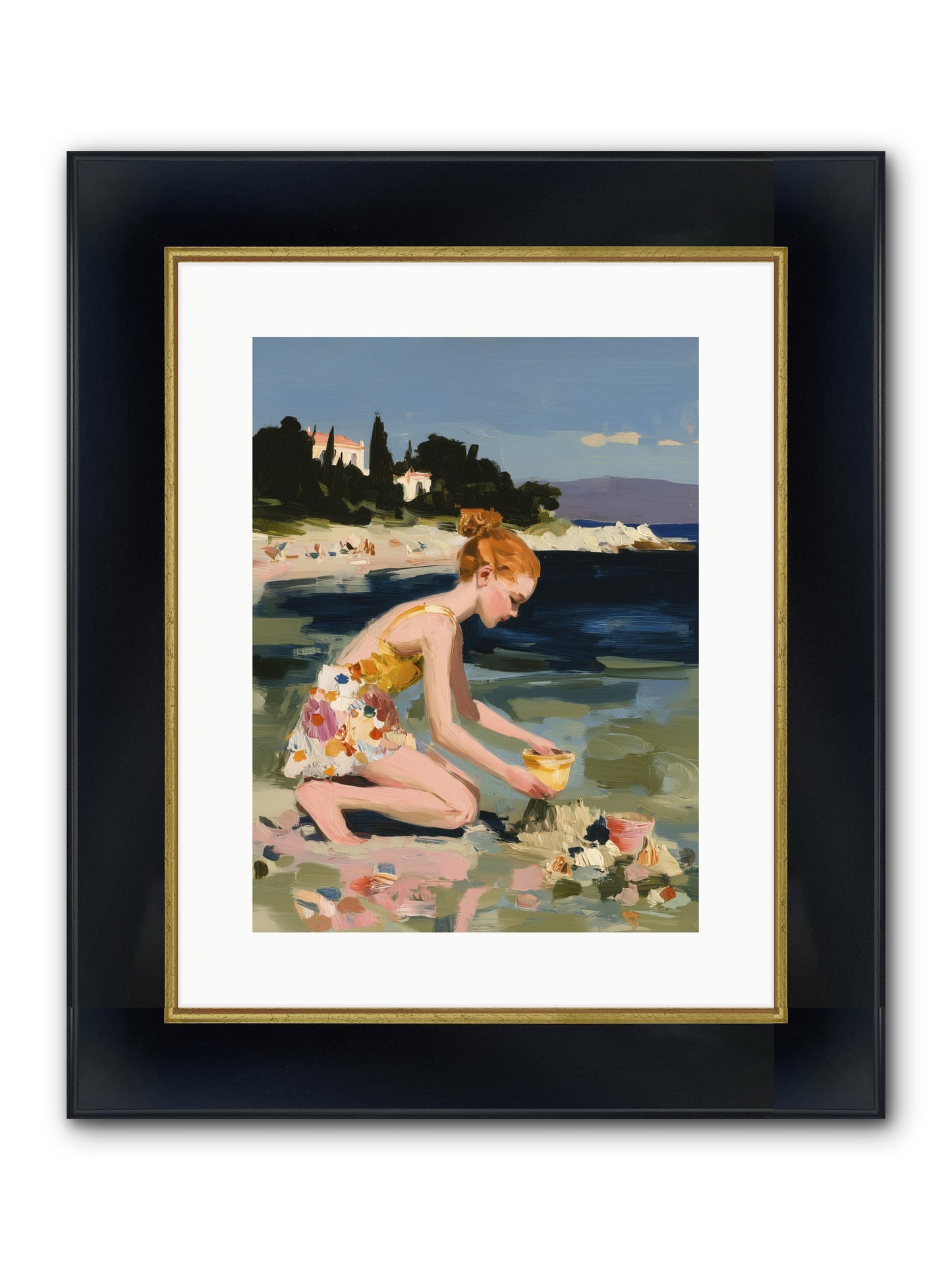 Beach Day Bliss Framed Print - Wide Black w/Gold 12x16