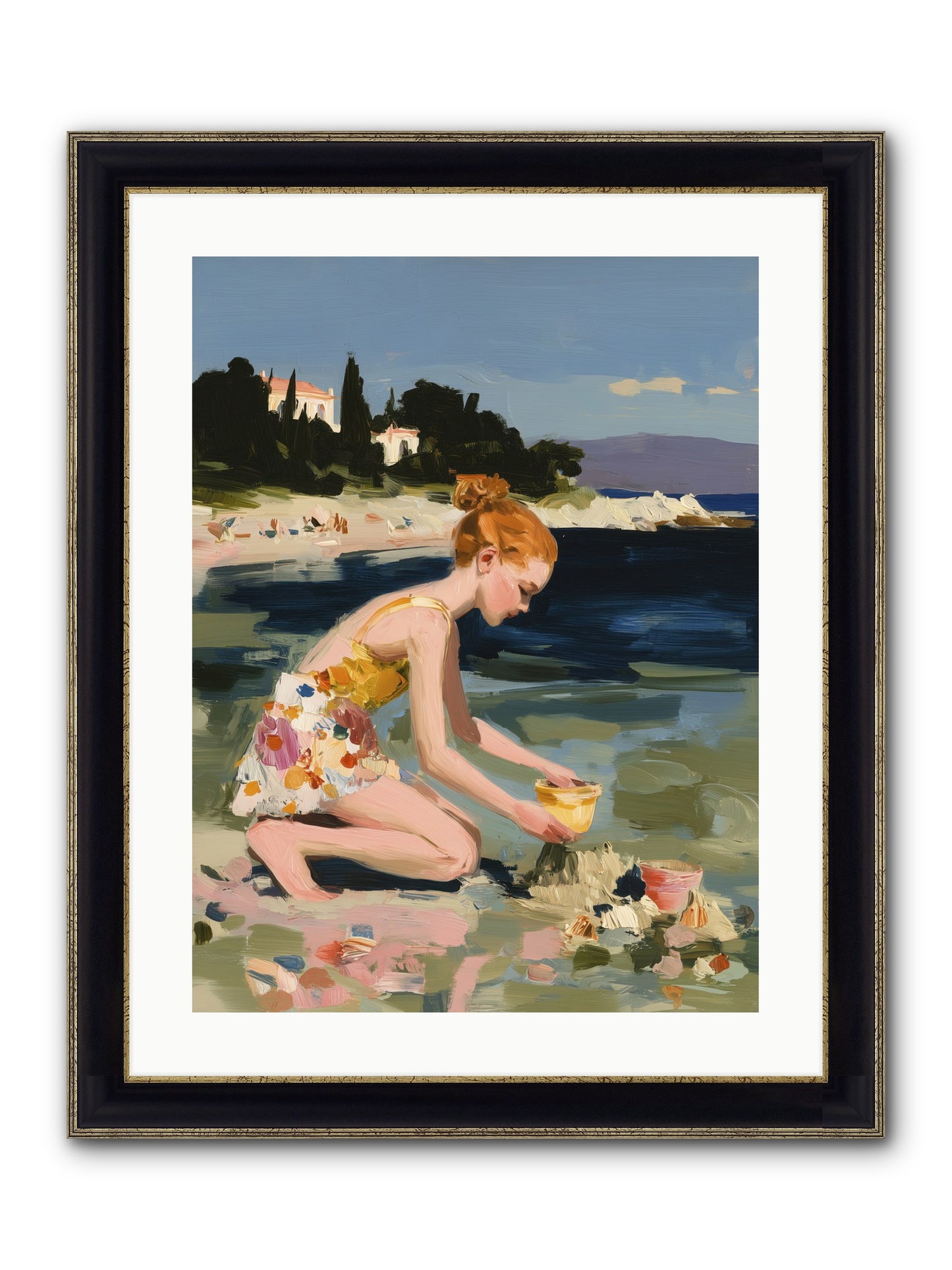 Beach Day Bliss Framed Print - Black & Gold 18x24