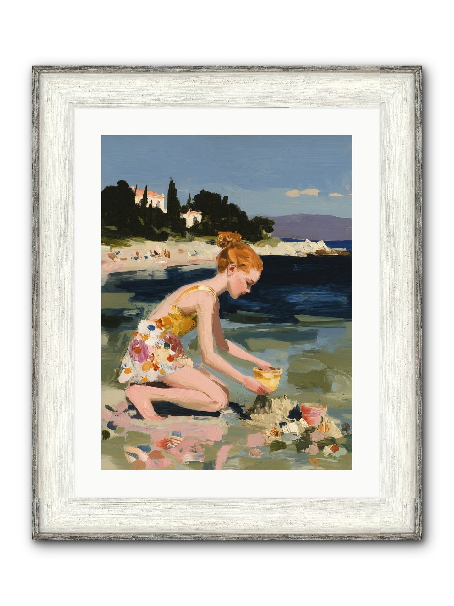 Beach Day Bliss Framed Print - Driftwood White 18x24