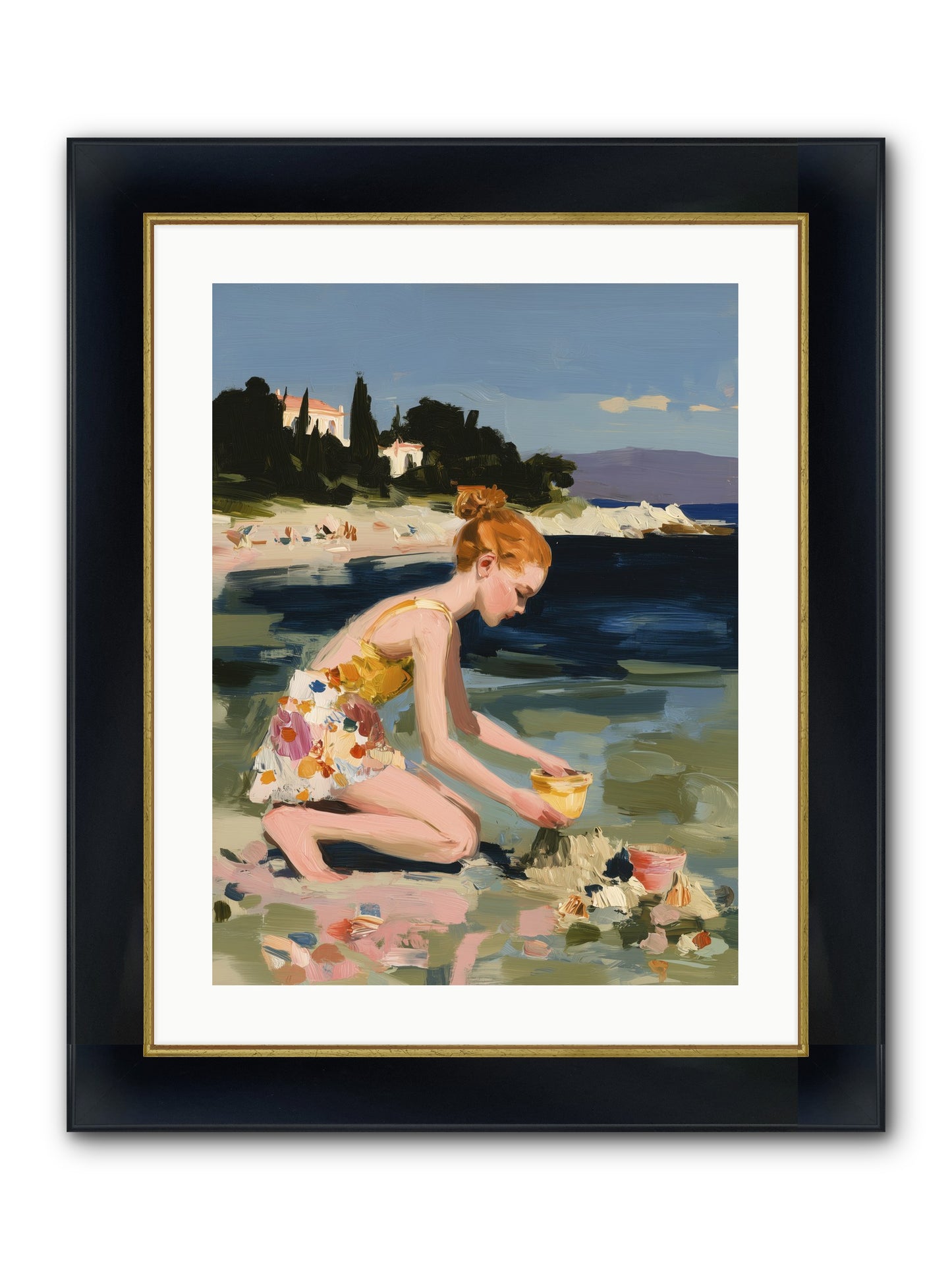 Beach Day Bliss Framed Print - Wide Black w/Gold 18x24
