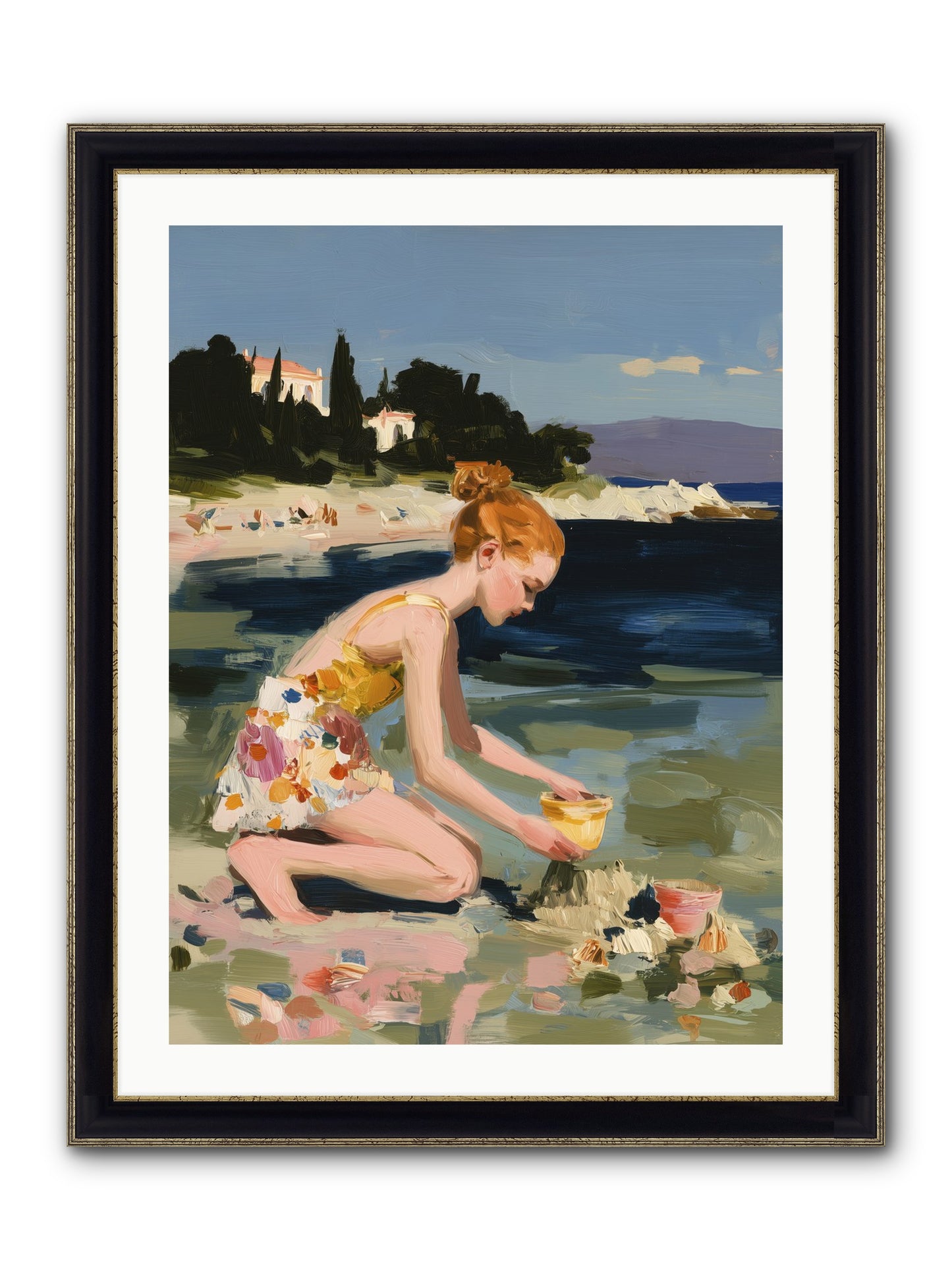 Beach Day Bliss Framed Print - Black & Gold 24x32