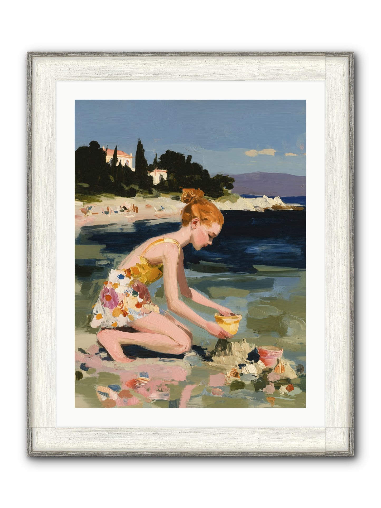 Beach Day Bliss Framed Print - Driftwood White 24x32