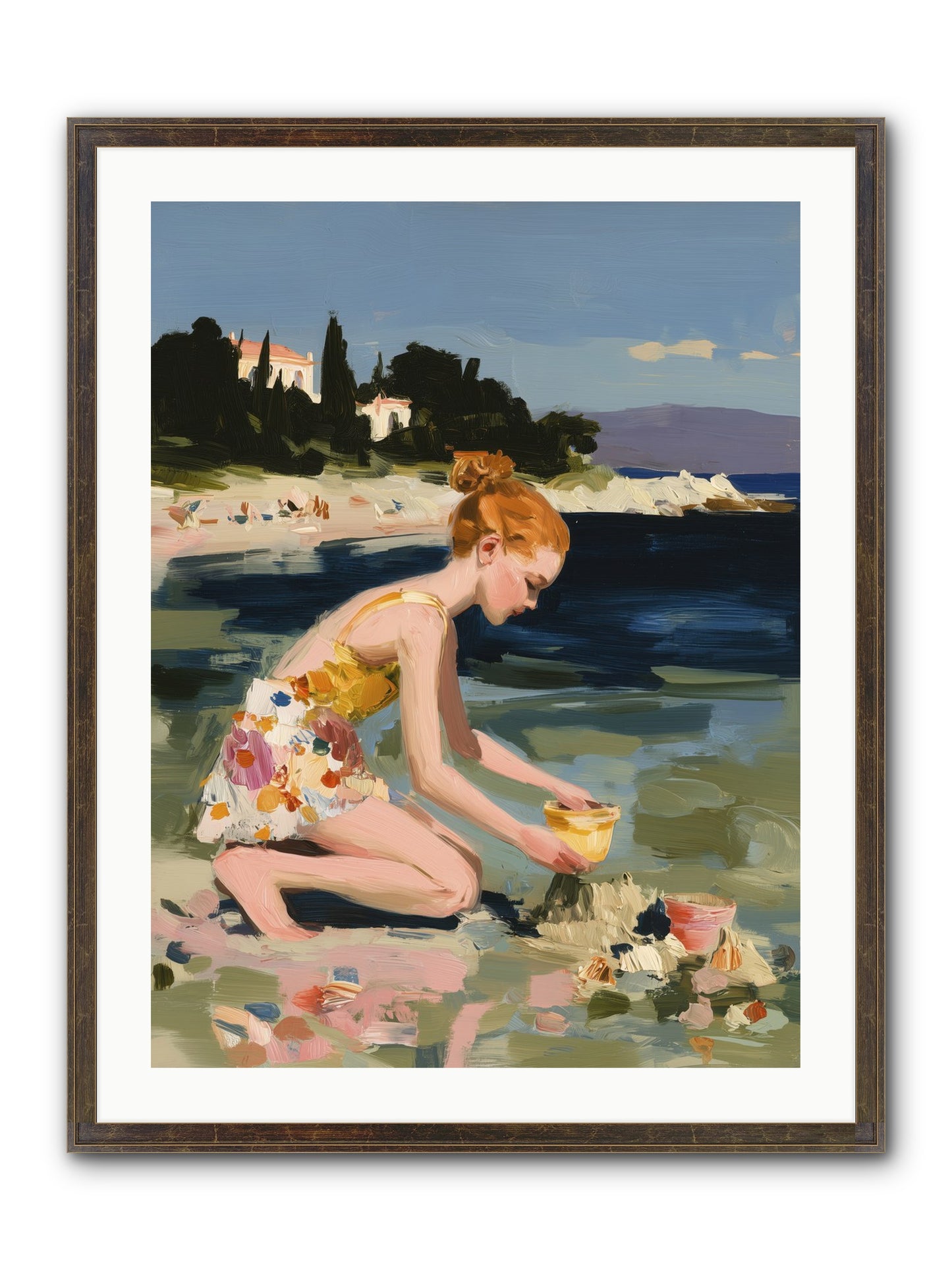 Beach Day Bliss Framed Print - Slimwoods Black/Gold 24x32