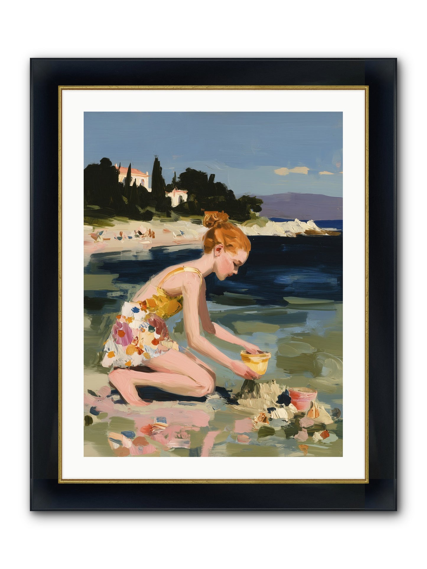 Beach Day Bliss Framed Print - Wide Black w/Gold 24x32