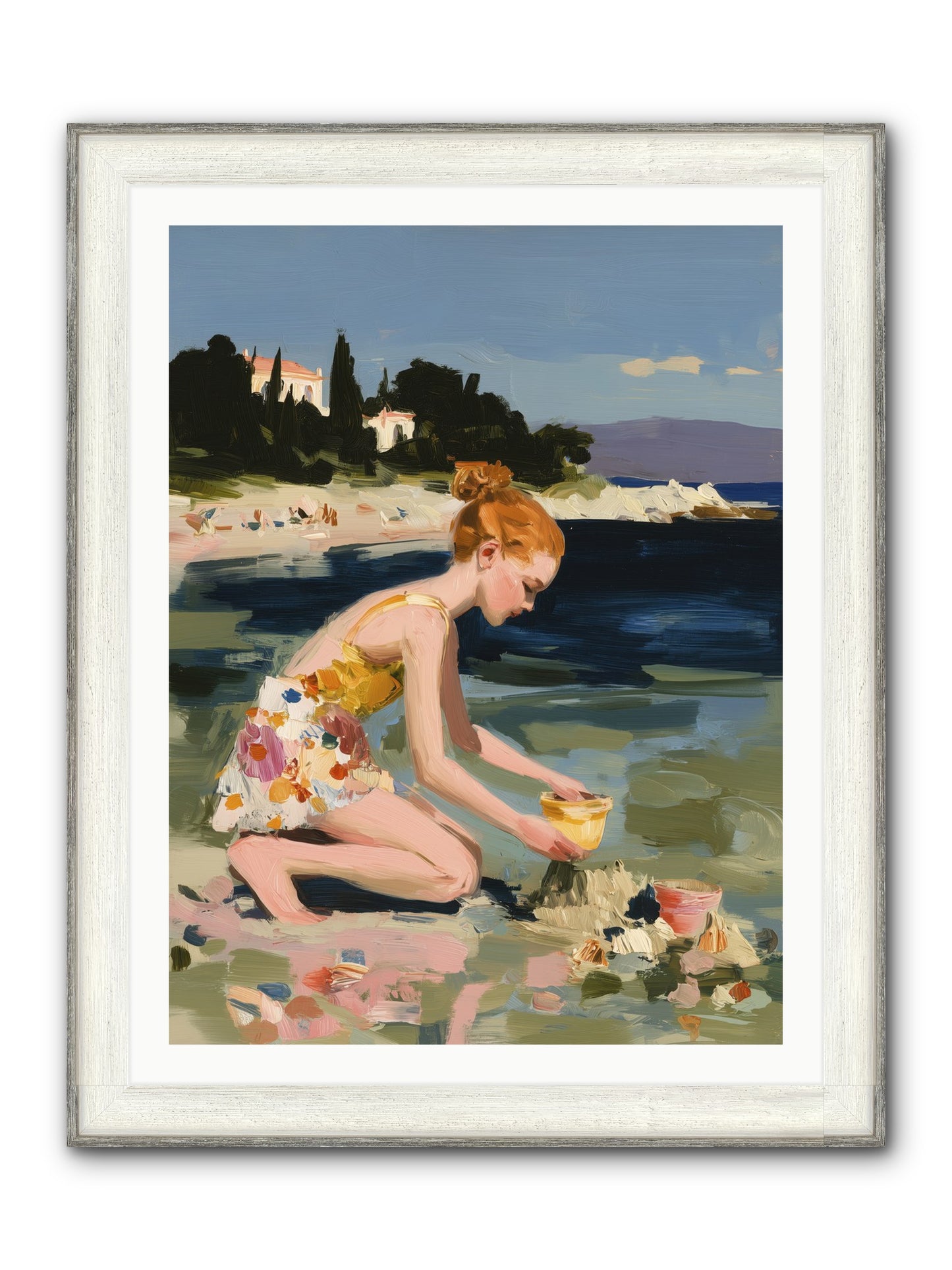 Beach Day Bliss Framed Print - Driftwood White 30x40