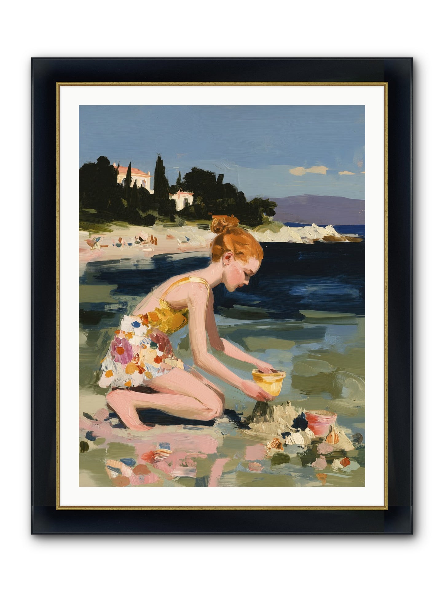 Beach Day Bliss Framed Print - Wide Black w/Gold 30x40