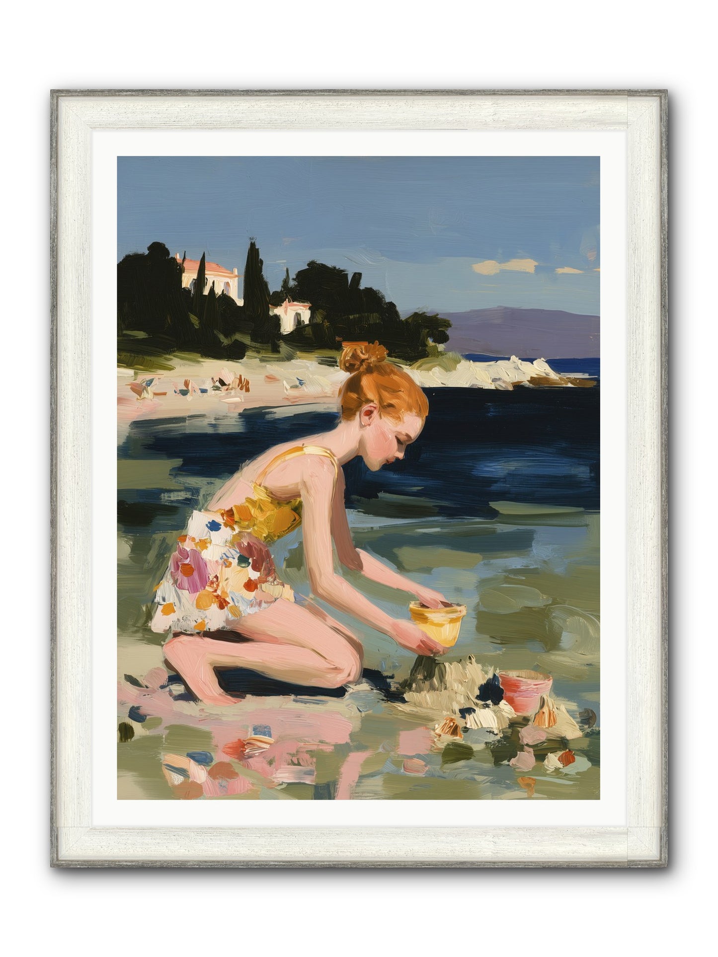 Beach Day Bliss Framed Print - Driftwood White 36x48