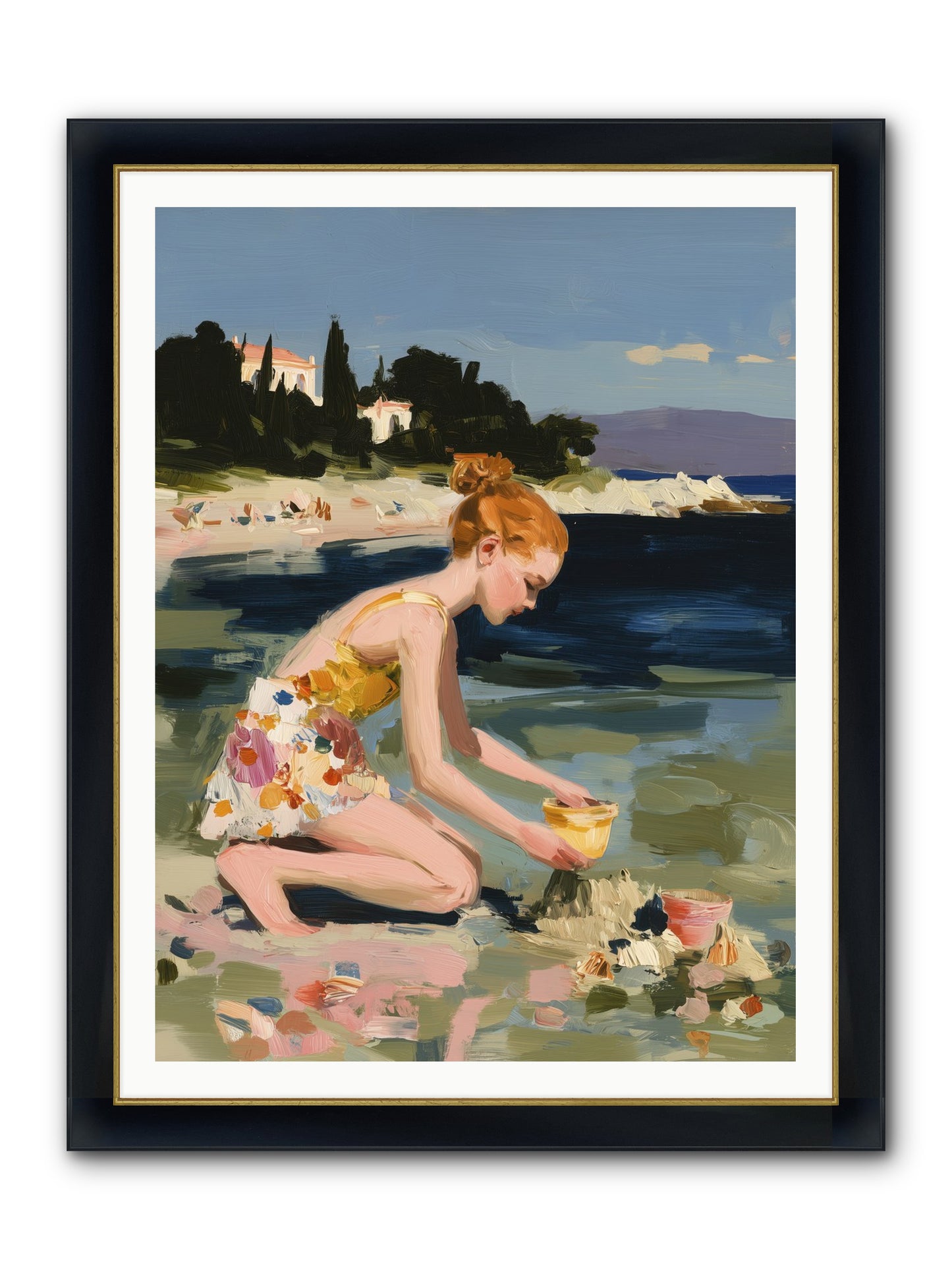 Beach Day Bliss Framed Print - Wide Black w/Gold 36x48