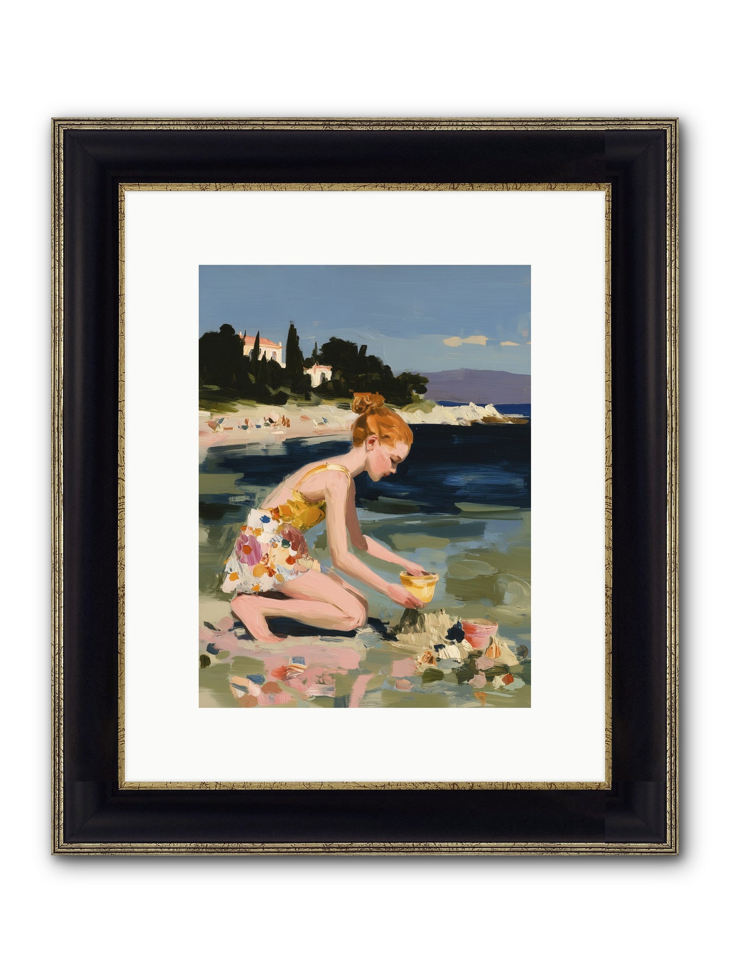Beach Day Bliss Framed Print - Black & Gold 9x12