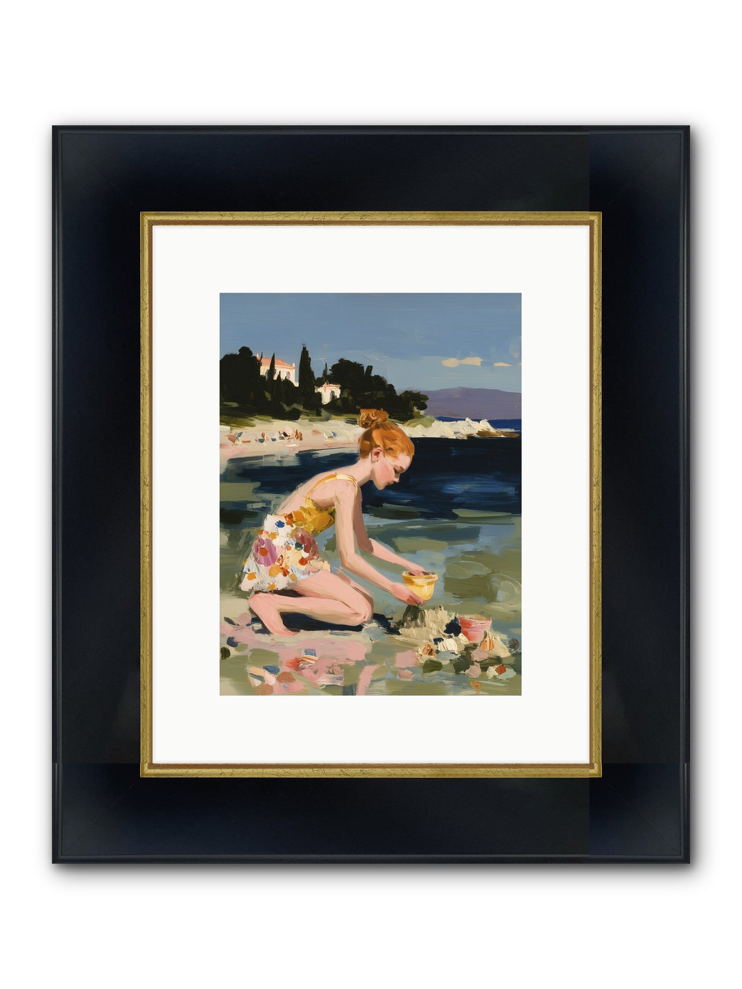 Beach Day Bliss Framed Print - Wide Black w/Gold 9x12