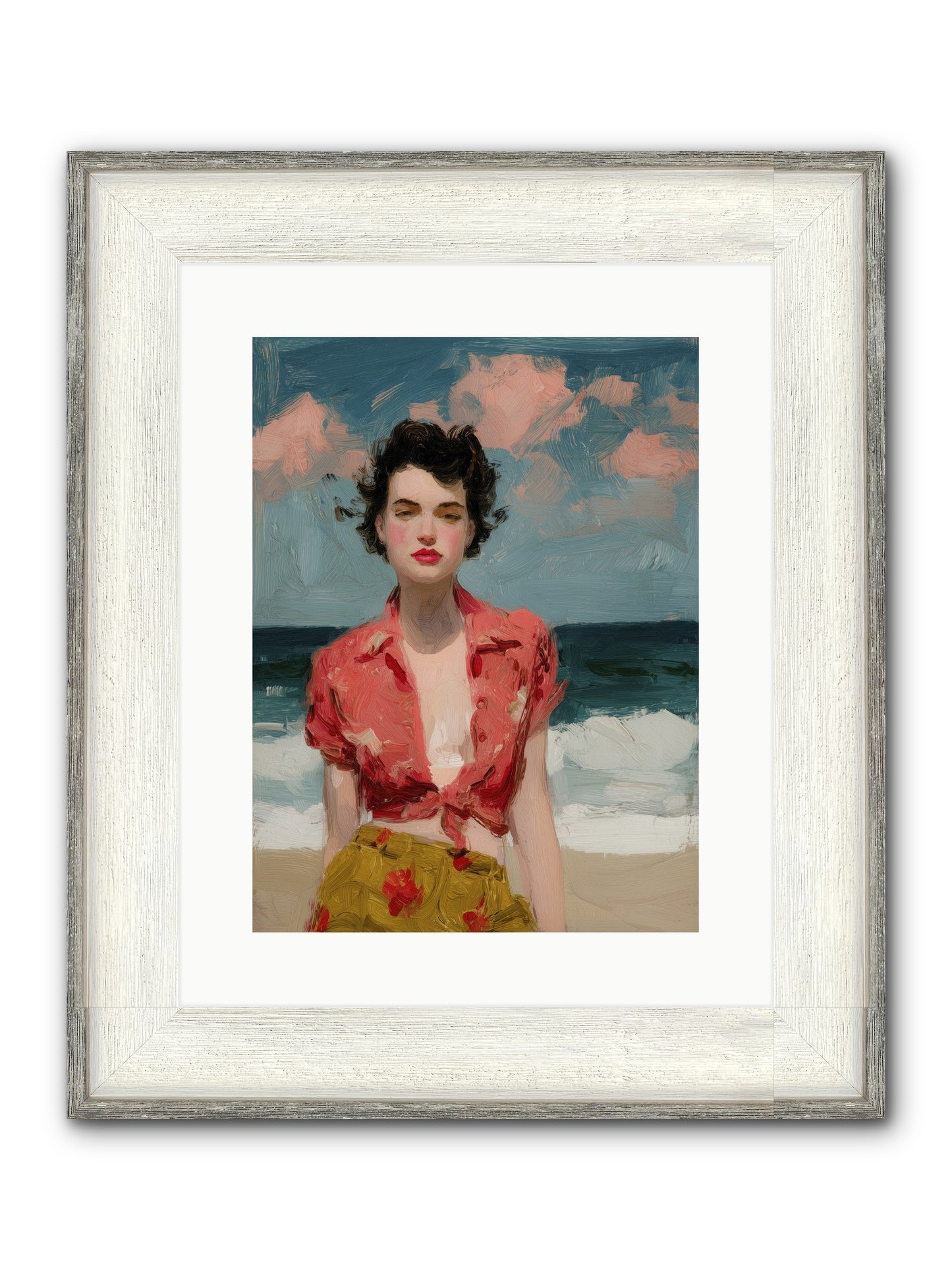 Beach Heart Framed Print - Driftwood White 12x16