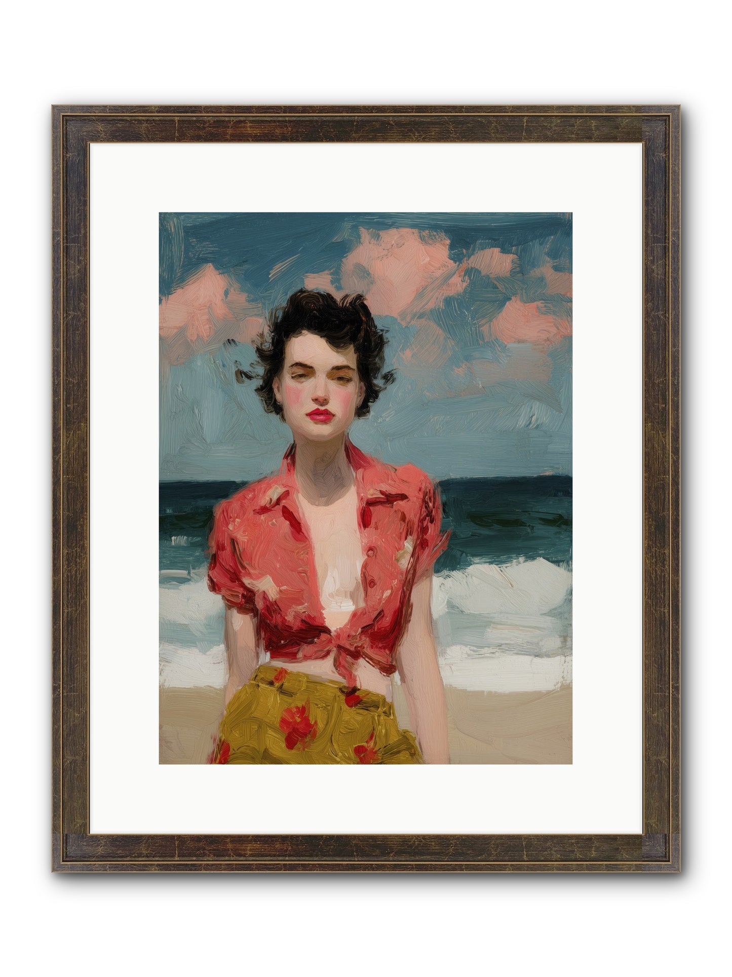 Beach Heart Framed Print - Slimwoods Black/Gold 12x16