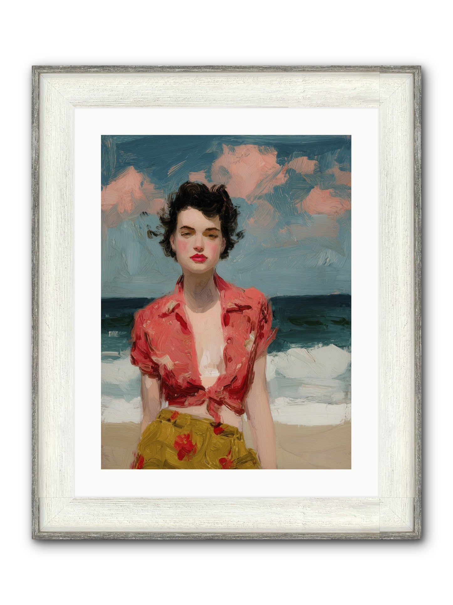 Beach Heart Framed Print - Driftwood White 18x24