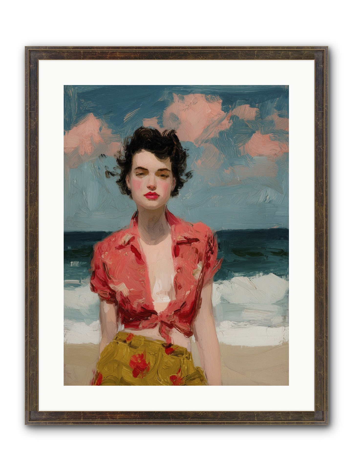 Beach Heart Framed Print - Slimwoods Black/Gold 18x24