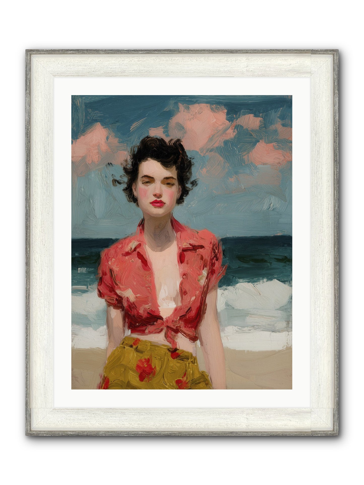 Beach Heart Framed Print - Driftwood White 24x32