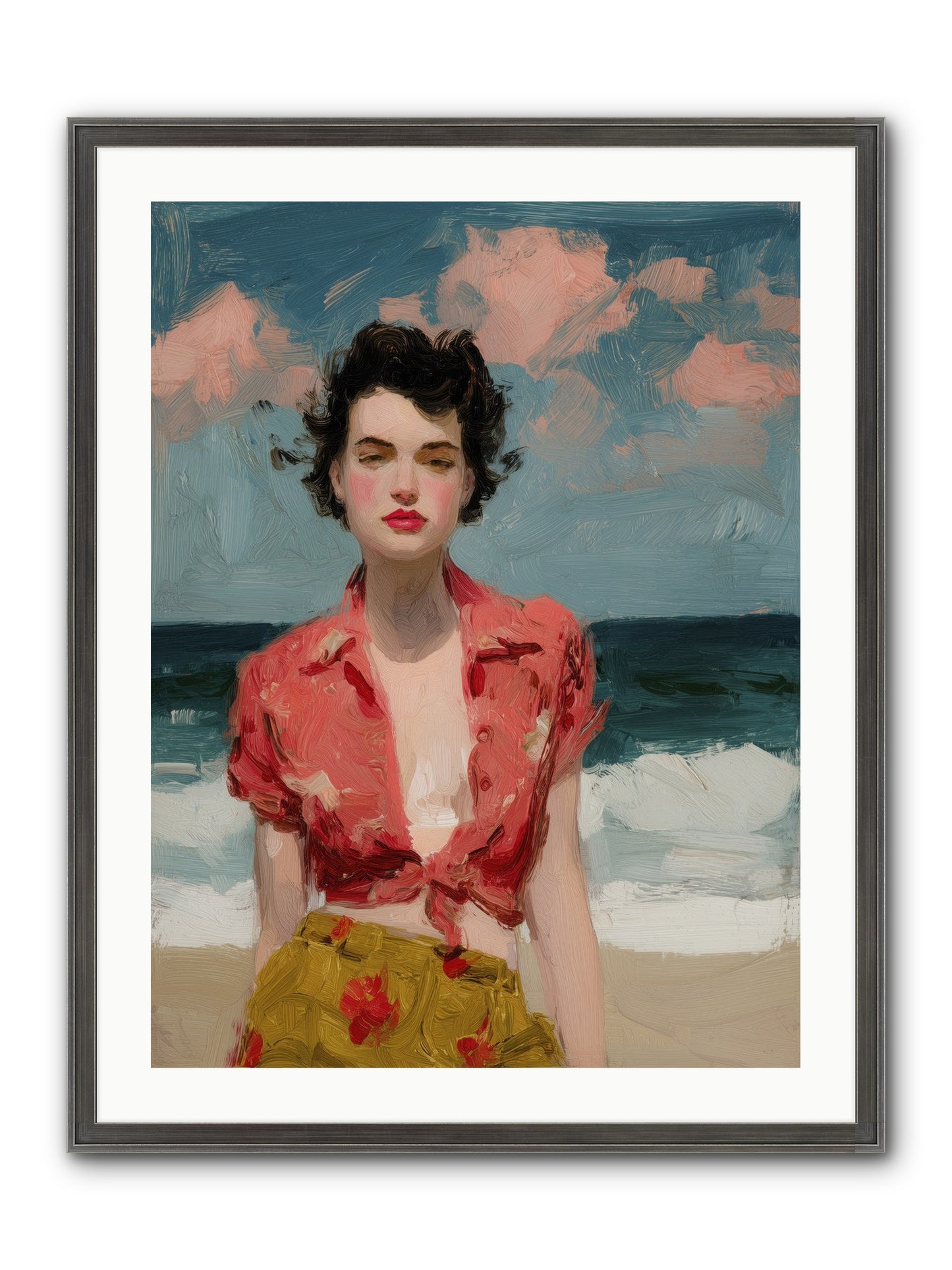 Beach Heart Framed Print - Slimwoods Black/Silver 24x32